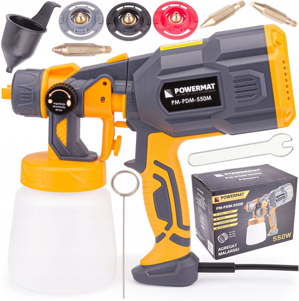 AGREGAT MALARSKI PISTOLET ELEKTRYCZNY DO MALOWANIA 550W NATRYSKOWY AGREGAT