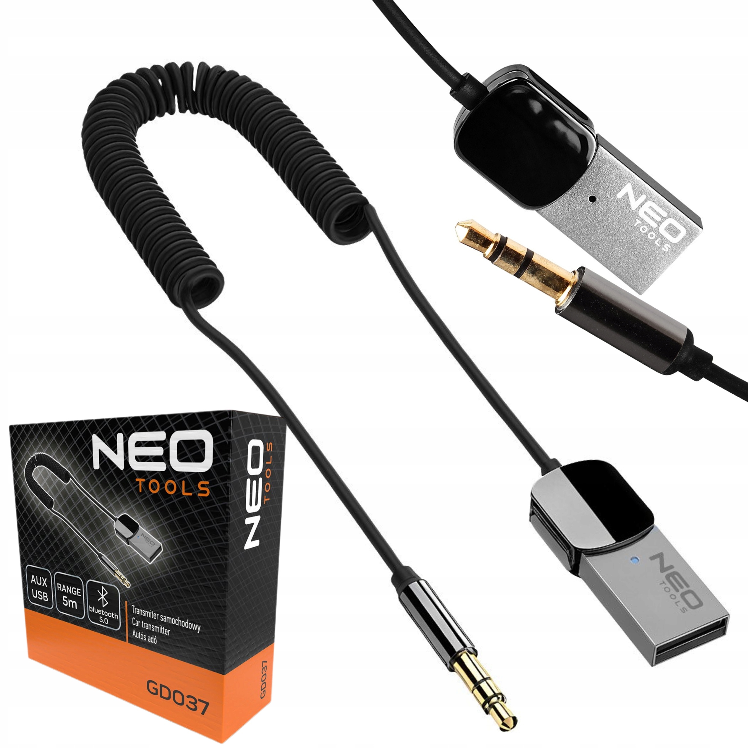 NEO TRANSMITER SAMOCHODOWY AUX-USB GD037