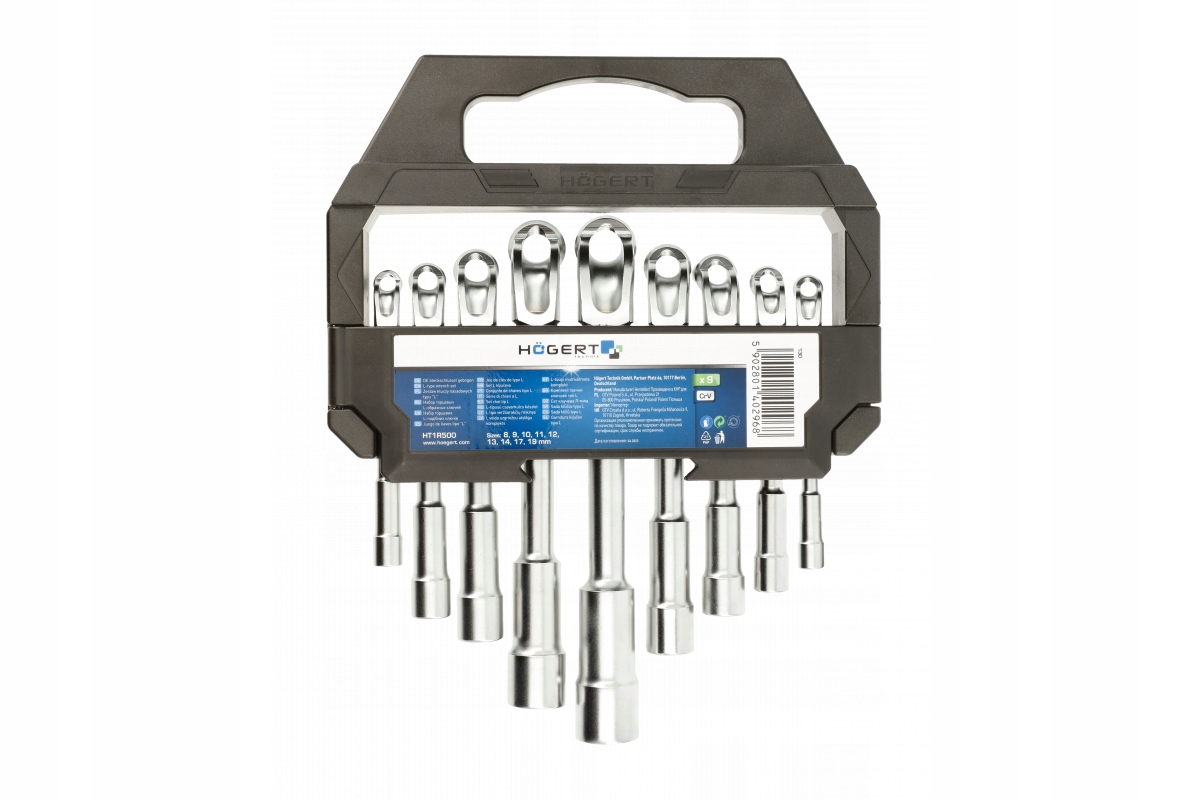 HOGERT KOMPLET ZESTAW KLUCZY NASAD. FAJKOWYCH TYPU L 9szt. 8 -19mm HT1R500