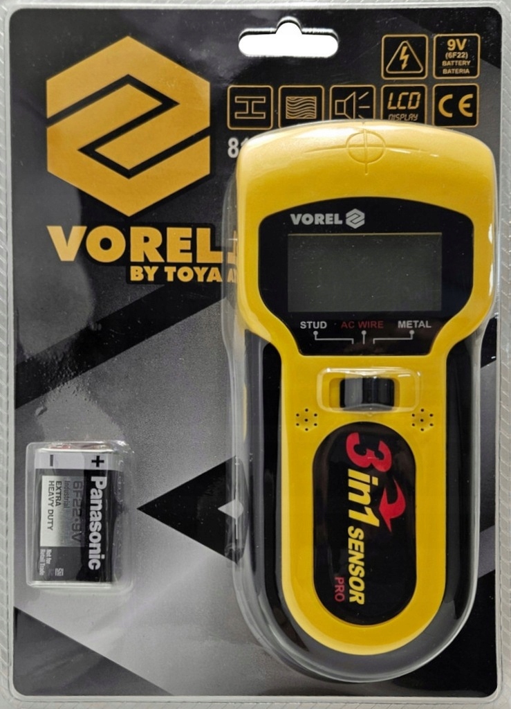 VOREL WYKRYWACZ METALU BELEK DREWNA DETEKTOR PRZEWODÓW 3W1 81785