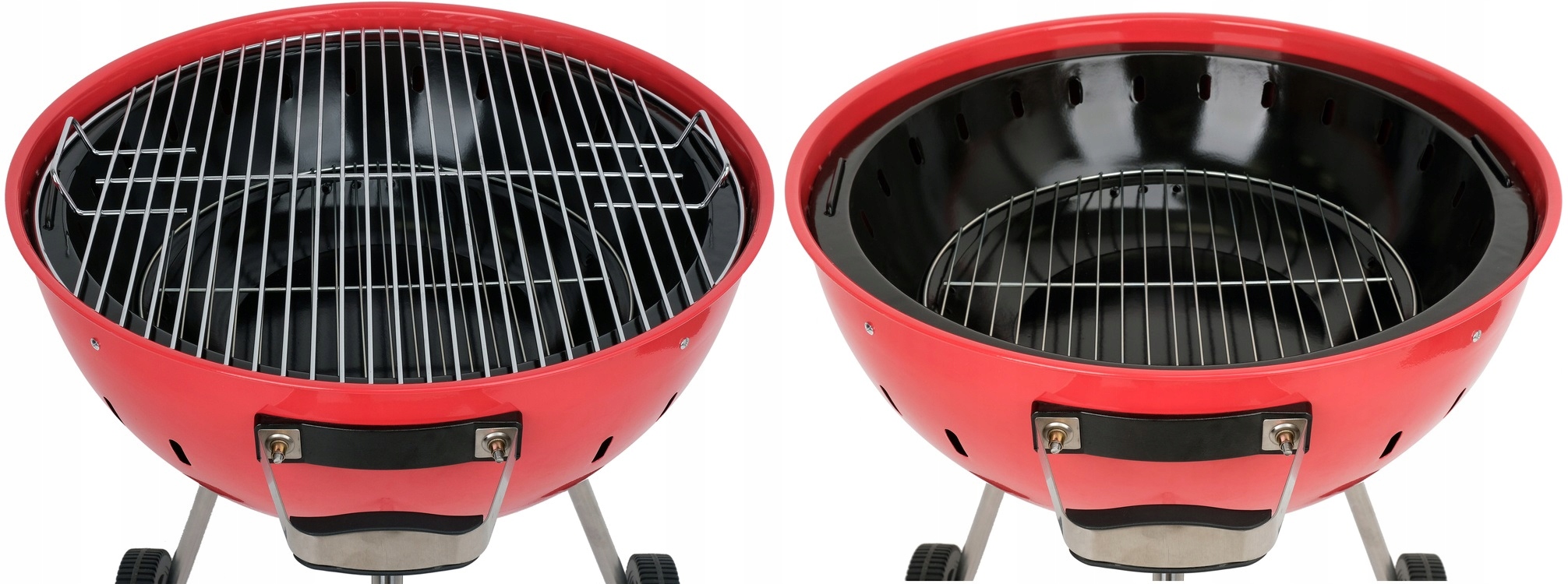 YATO GRILL OGRODOWY WĘGLOWY OKRĄGŁY Z POKRYWĄ RUSZT 54cm STALOWY CZERWONY