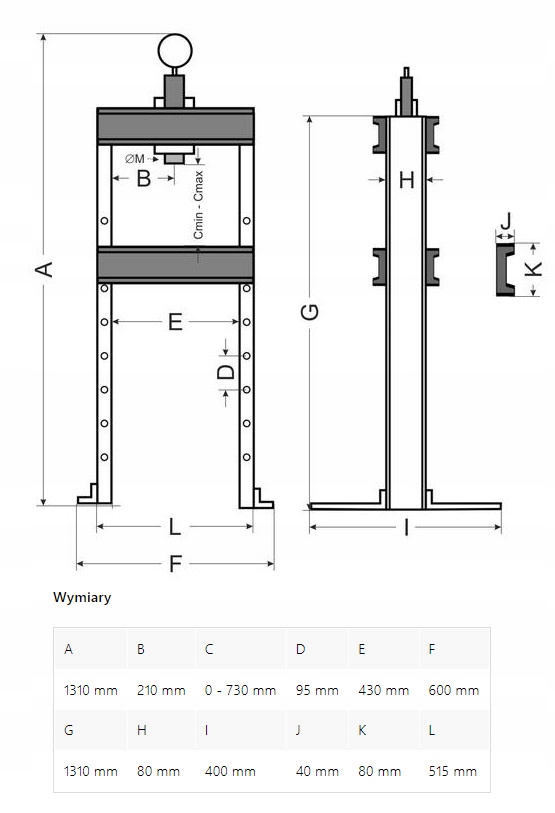 PRASA HYDRAULICZNA 12T MOCNA KONSTRUKCJA DO WARSZTATU I ROLNICTWA G02091