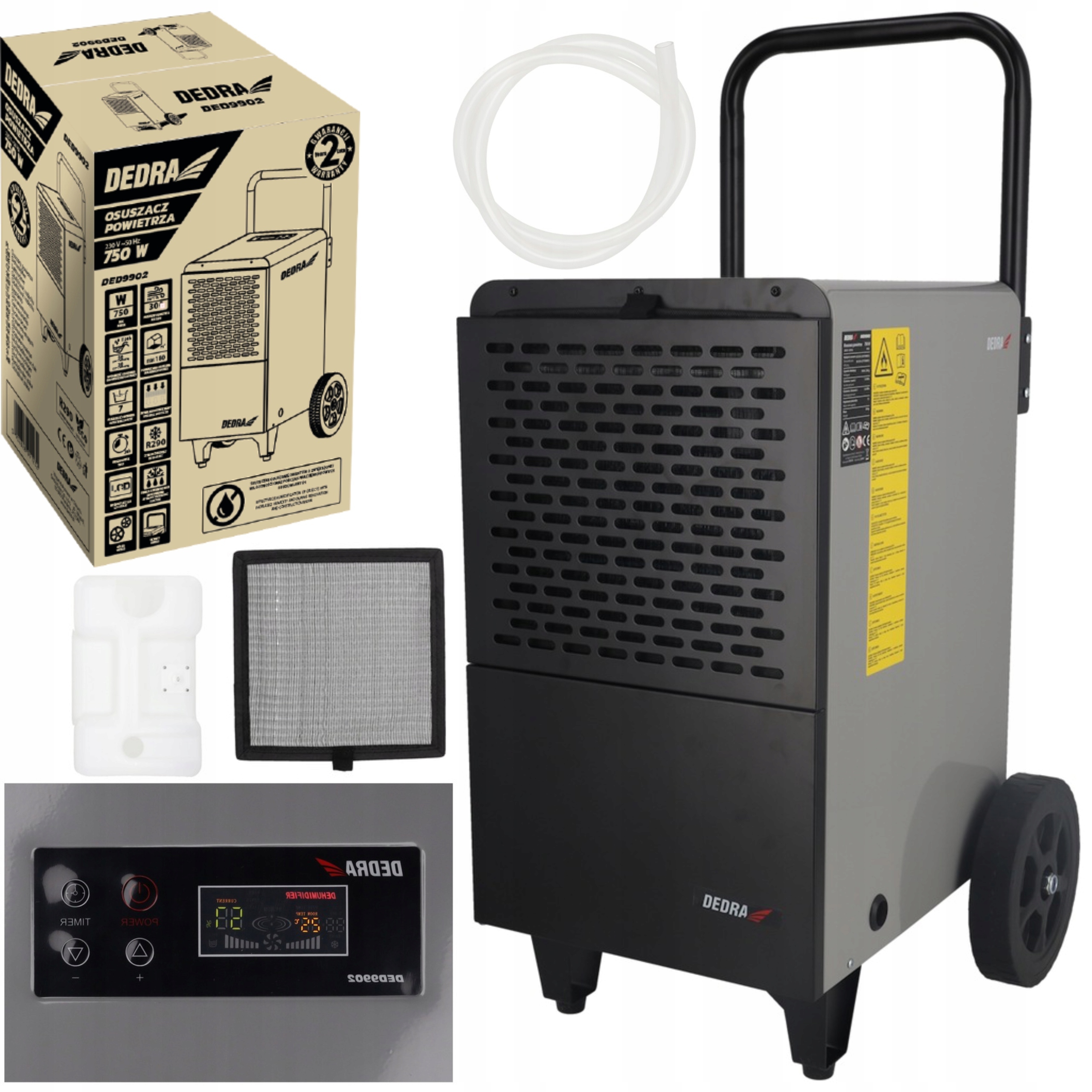 DEDRA OSUSZACZ POWIETRZA 750W 50L/24H LCD 120-180M 7L WYŚWIETLACZ DED9902