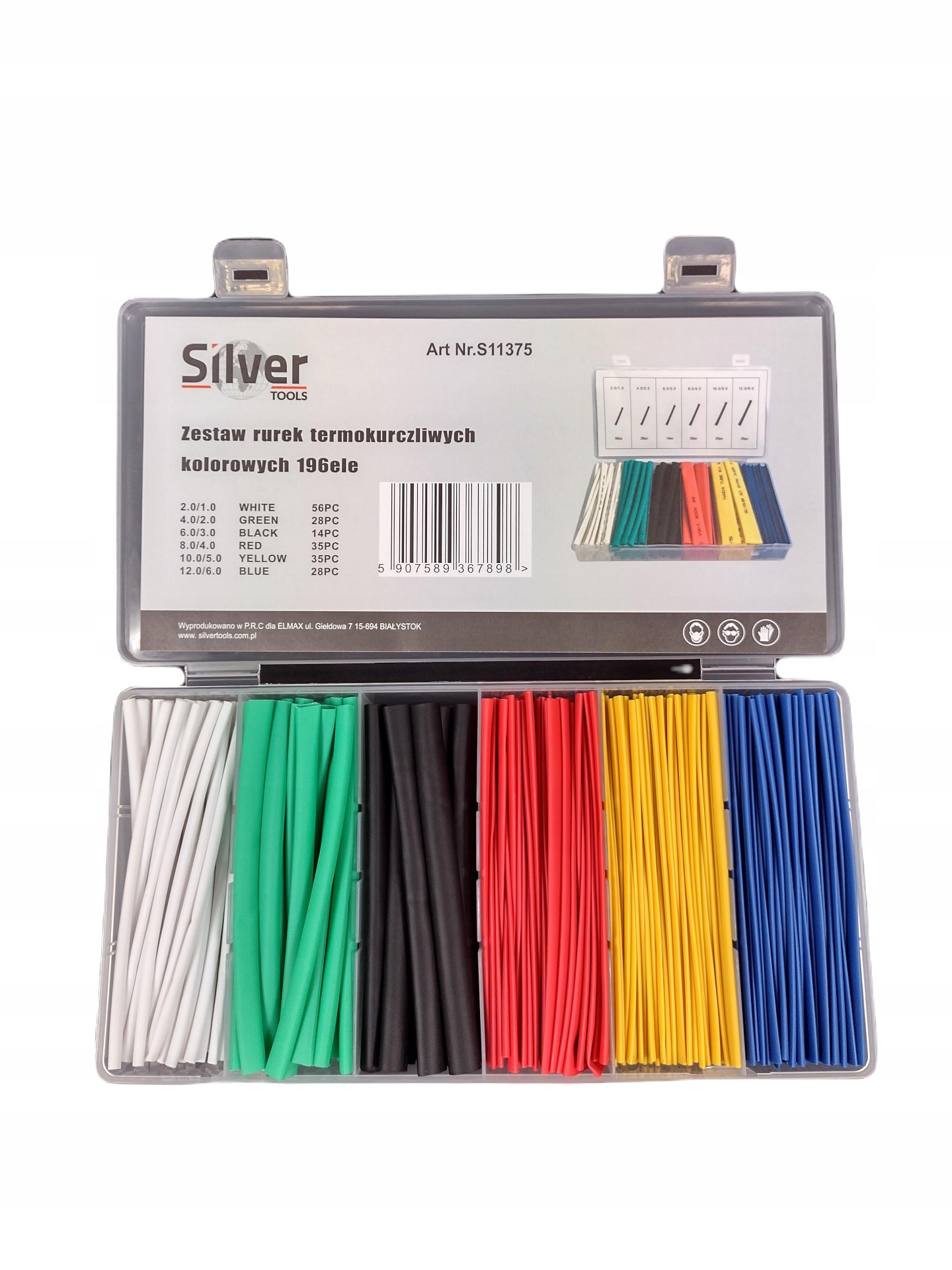 SILVER ZESTAW RURKI KOSZULKI TERMOKURCZLIWE KOLOROWE 196EL ORGANIZER S11375