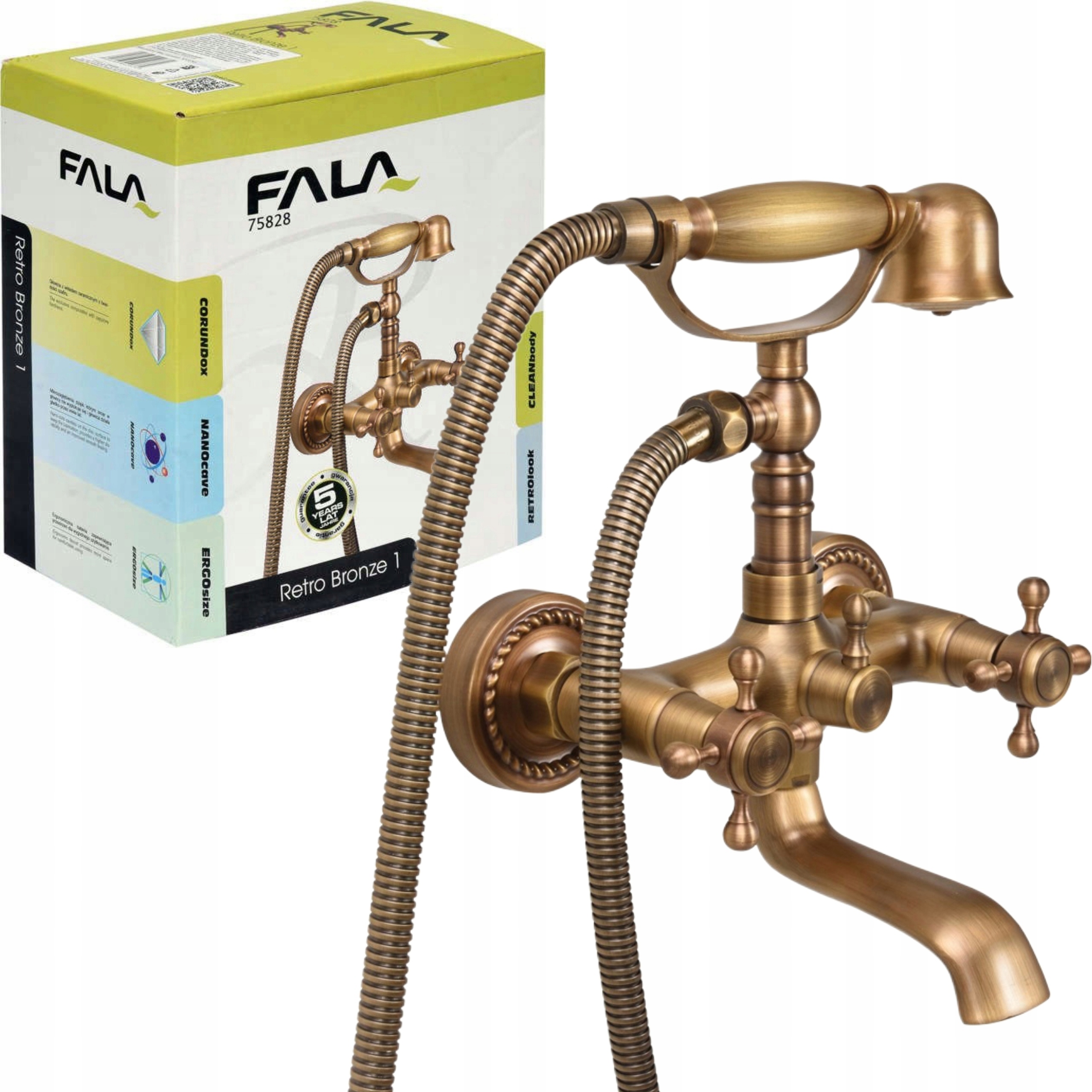 FALA 75828 BATERIA WANNOWAŚCIENNA BRĄZ KRAN MOSIĄDZ RETRO BRONZE 1