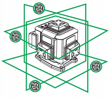 YATO LASER ZIELONY 4D Z ELEKTRONICZNYM KOMPENSATOREM 16 LINII YT-30424