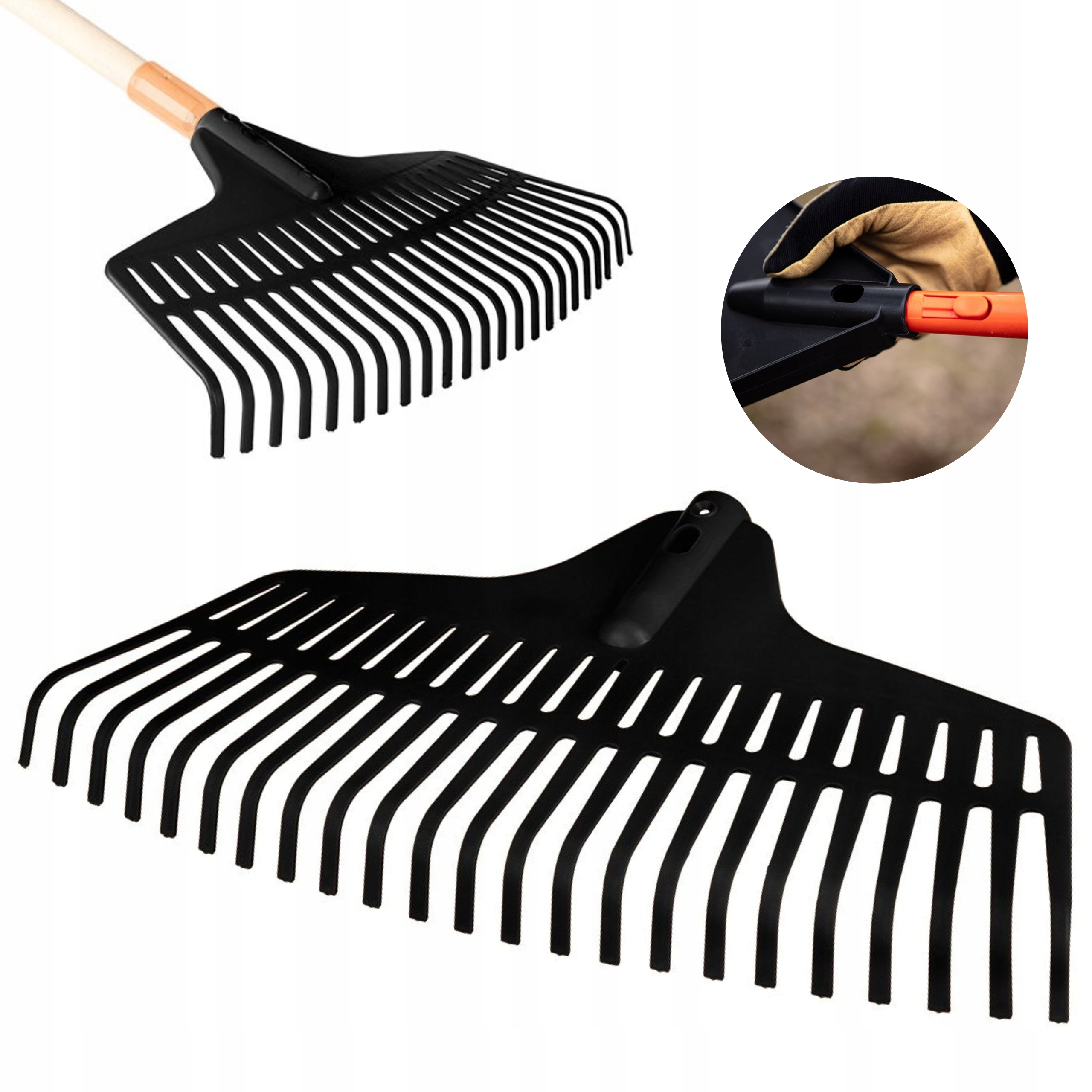 VERTO GRABIE OGRODOWE LIŚCI SIANA CZARNE 460MM PAZURKI BEZ TRZONKA 15G086