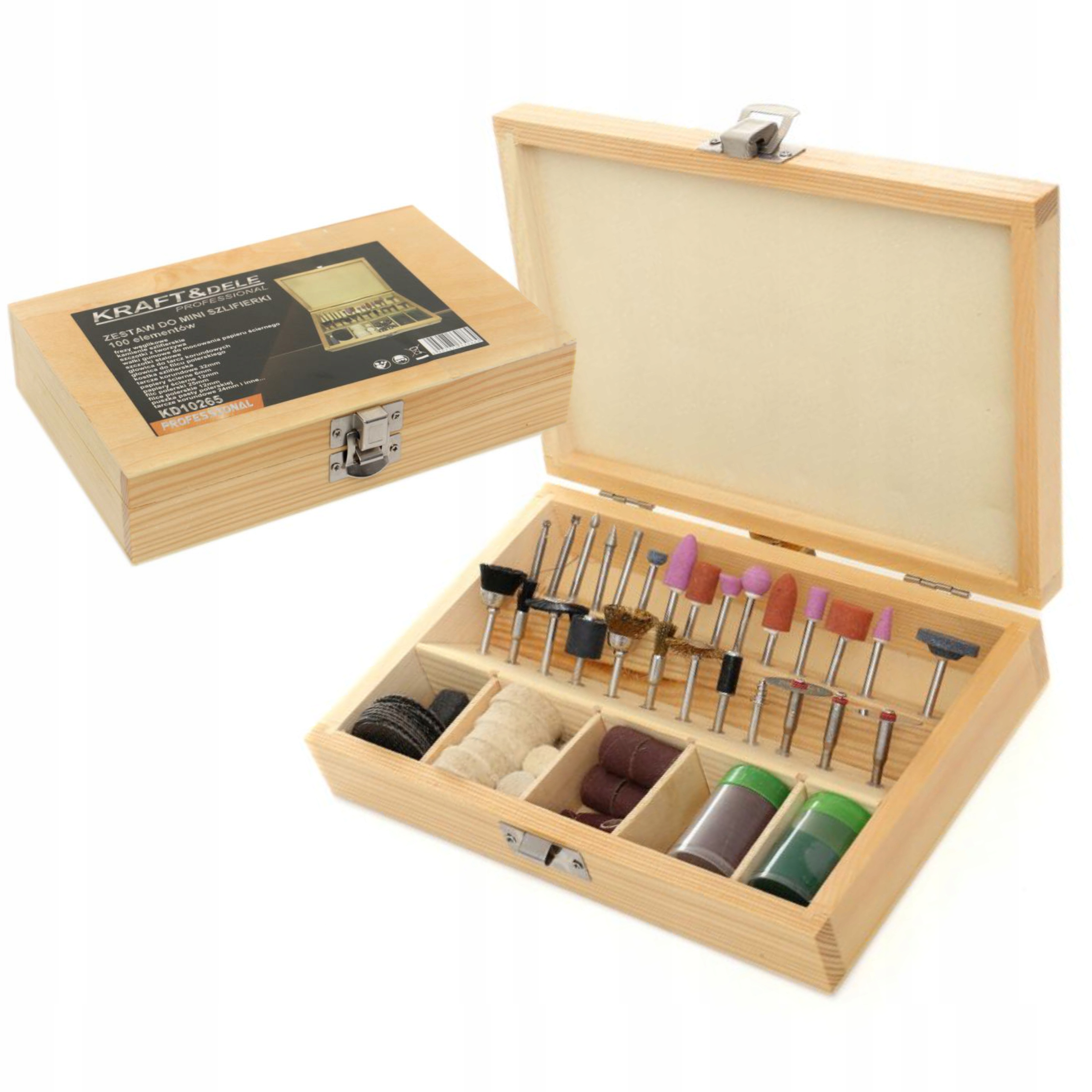 AKCESORIA DO MINI SZIFIERKI ZESTAW 100 EL. W DREWNIANEJ WALIZCE KD10265