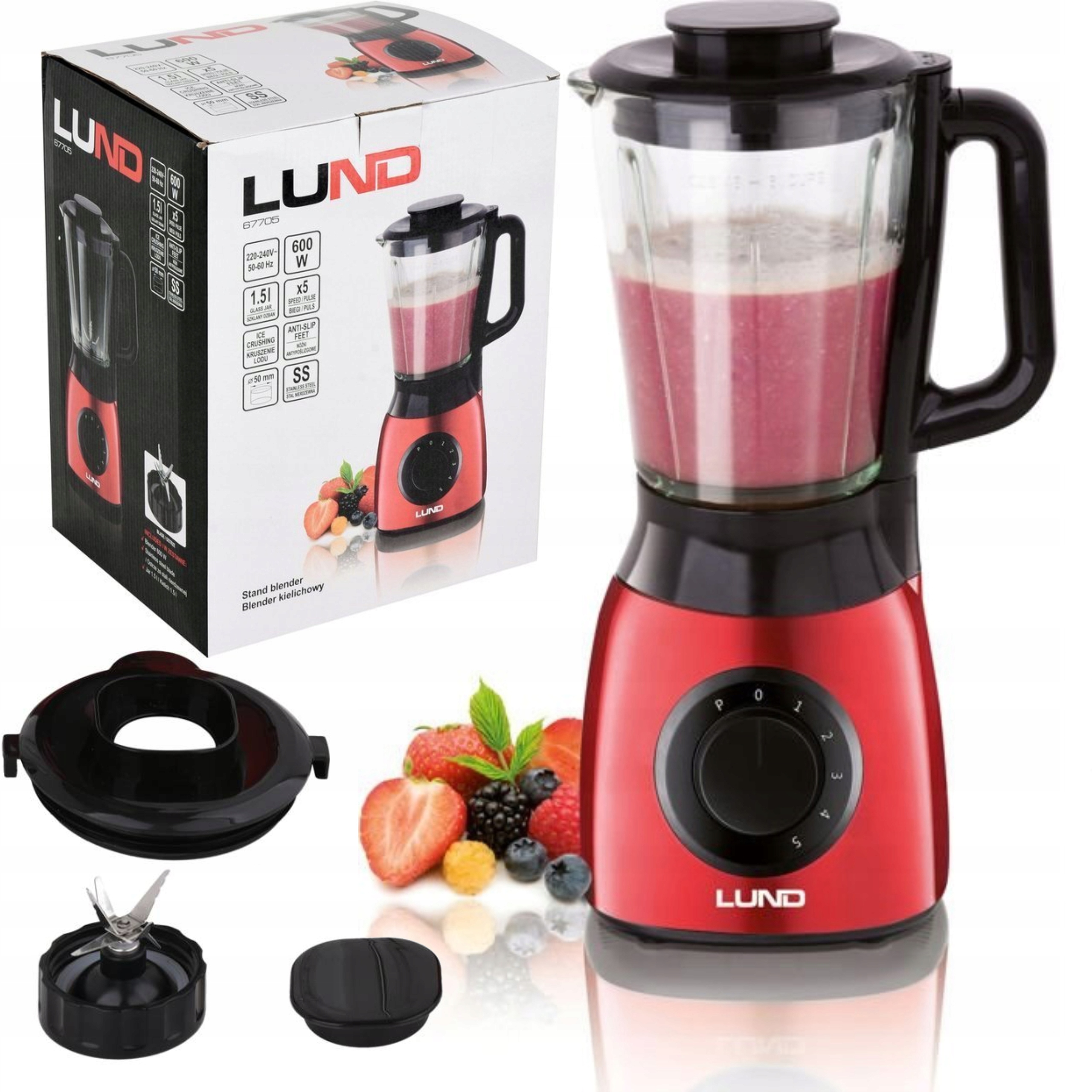 BLENDER KIELICHOWY 600W SZKLANY REGULACJA LUND