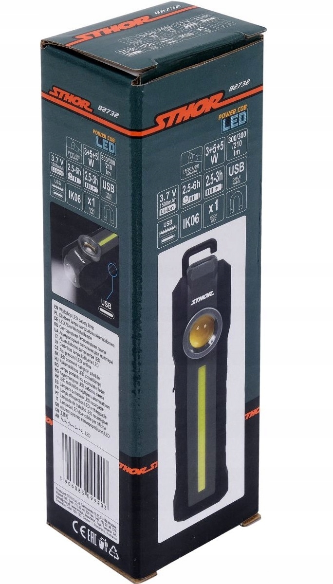 LAMPA LATARKA AKUMULATOROWA LED WARSZTATOWA 3w1 300LM USB HAK MAGNES 82732