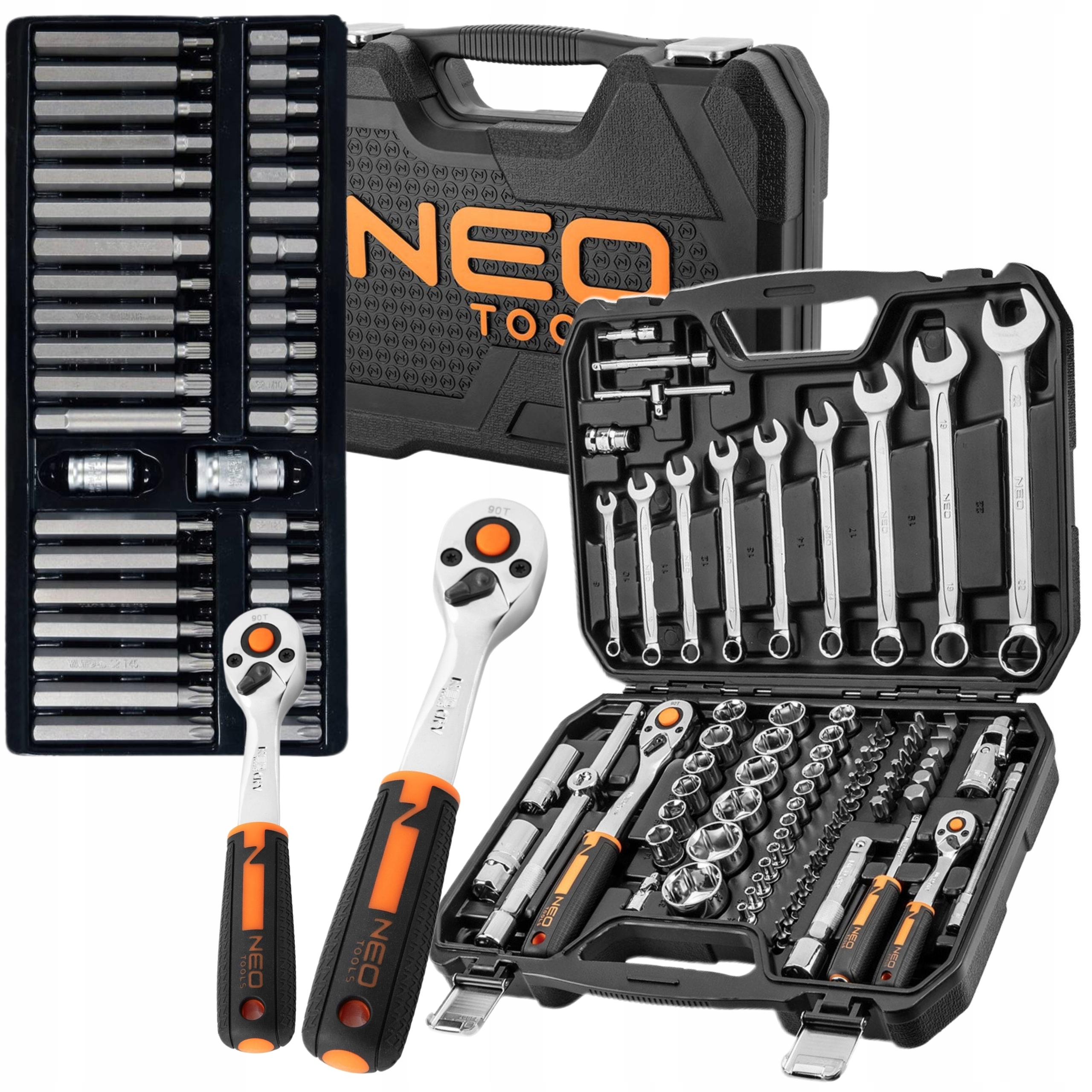 NEO ZESTAW KLUCZY NASADOWYCH 82E 1/2" 1/4" NASADKI BITY SATYNA + TORX 40SZT