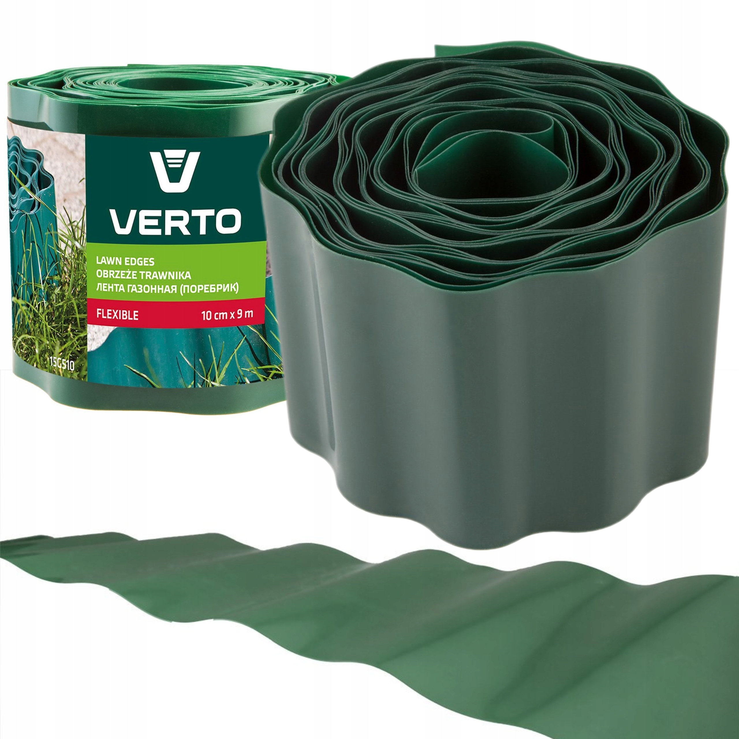 VERTO OBRZEŻE DO TRAWNIKÓW PALISADA PŁOTEK 10 CM X 9 M, ZIELONE 15G510