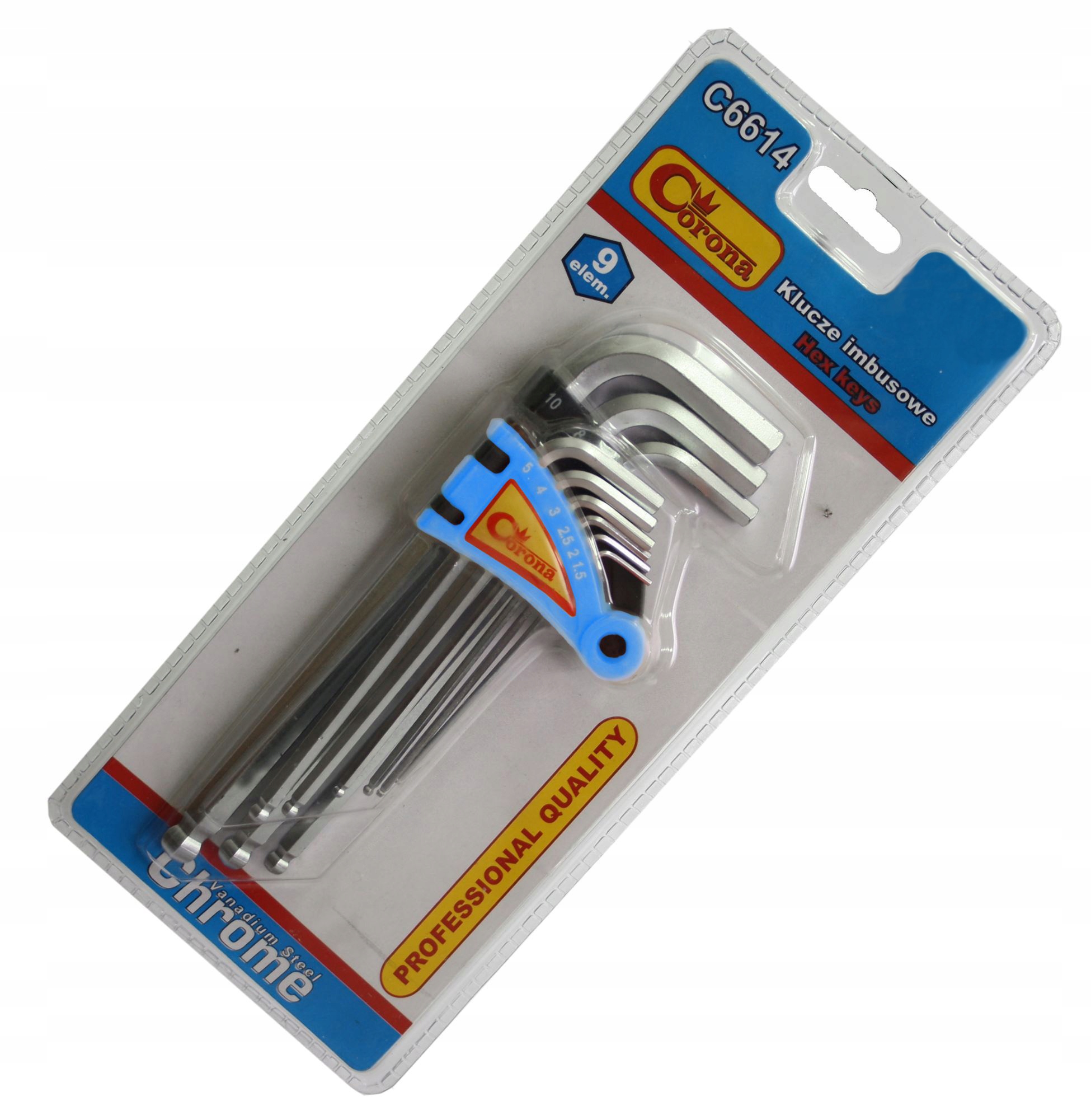 KLUCZE IMBUSOWE 1,5-10mm CORONA C6614 ZESTAW 9 EL.