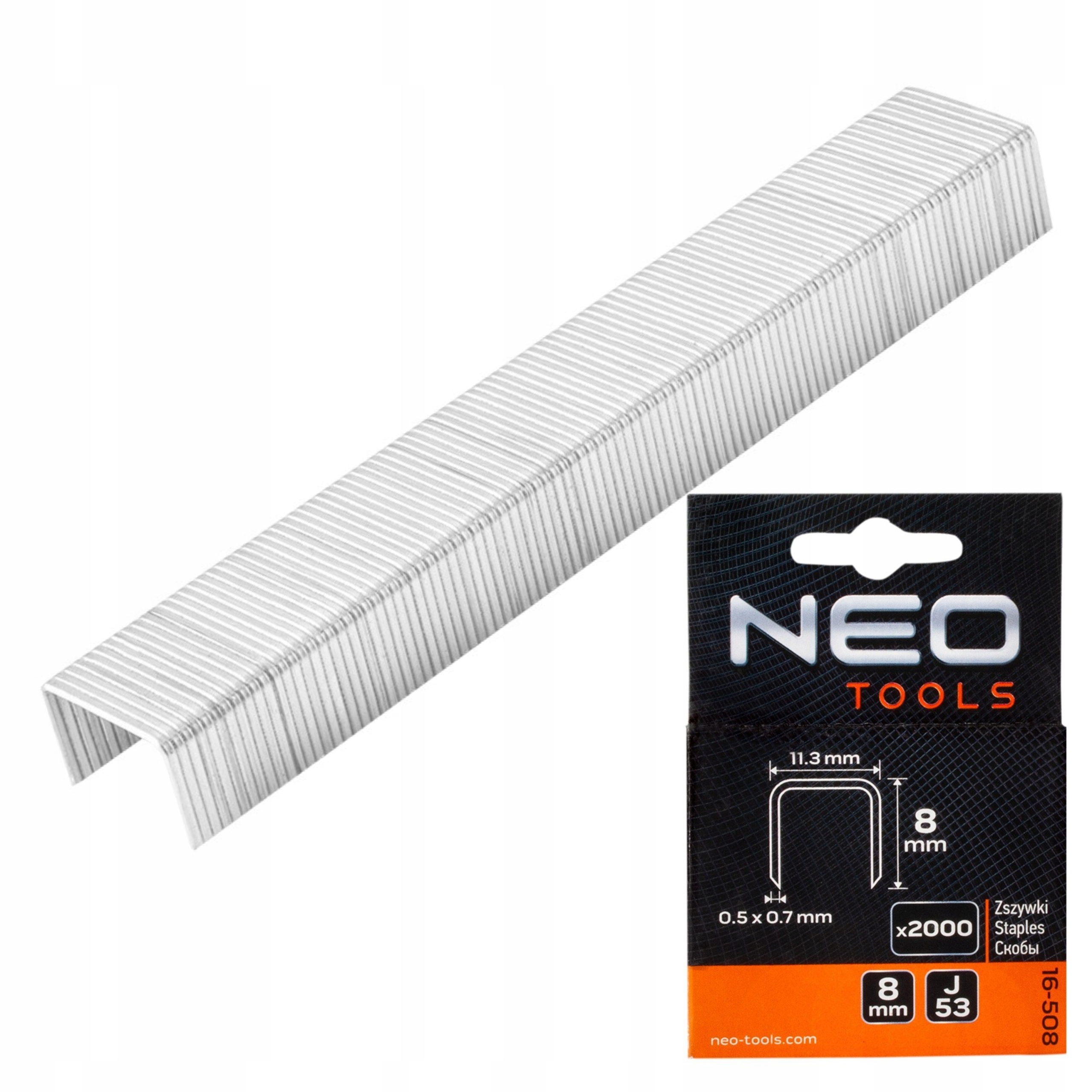 ZSZYWKI TYP J/53 8MM 2000 SZTUK NEO TOOLS 16-508