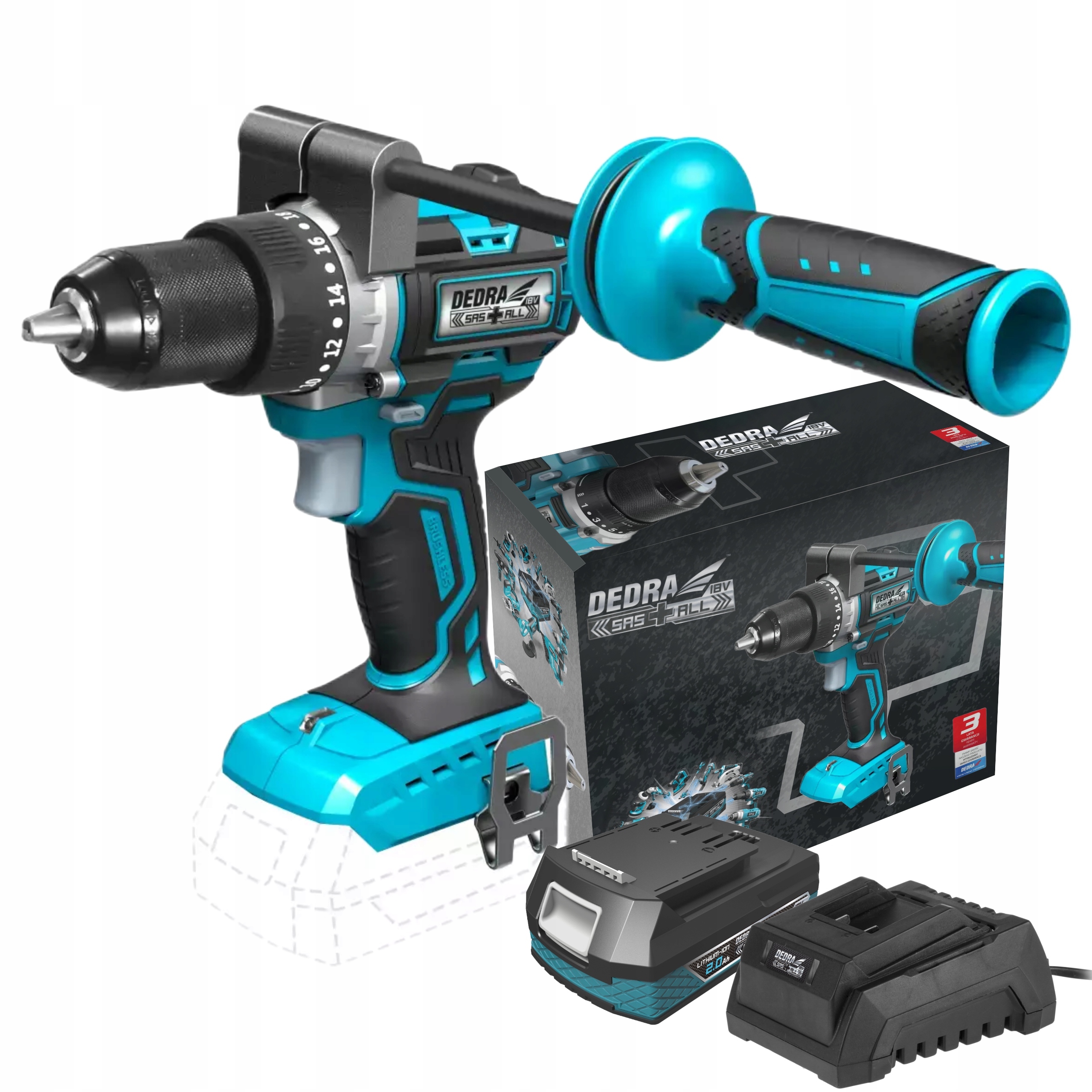 DEDRA WIERTARKO-WKRĘTARKA AKUMULATOROWA BEZSZCZOTKOWA 85NM 18V DED7139 +2Ah