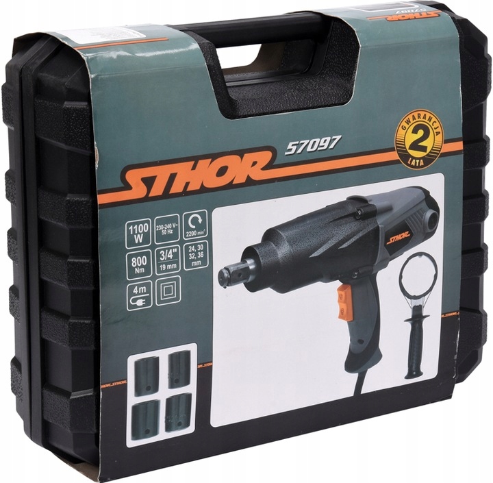 STHOR KLUCZ UDAROWY ELEKTRYCZNY 3/4 800Nm 1100W +NASADKI WALIZKA 57097