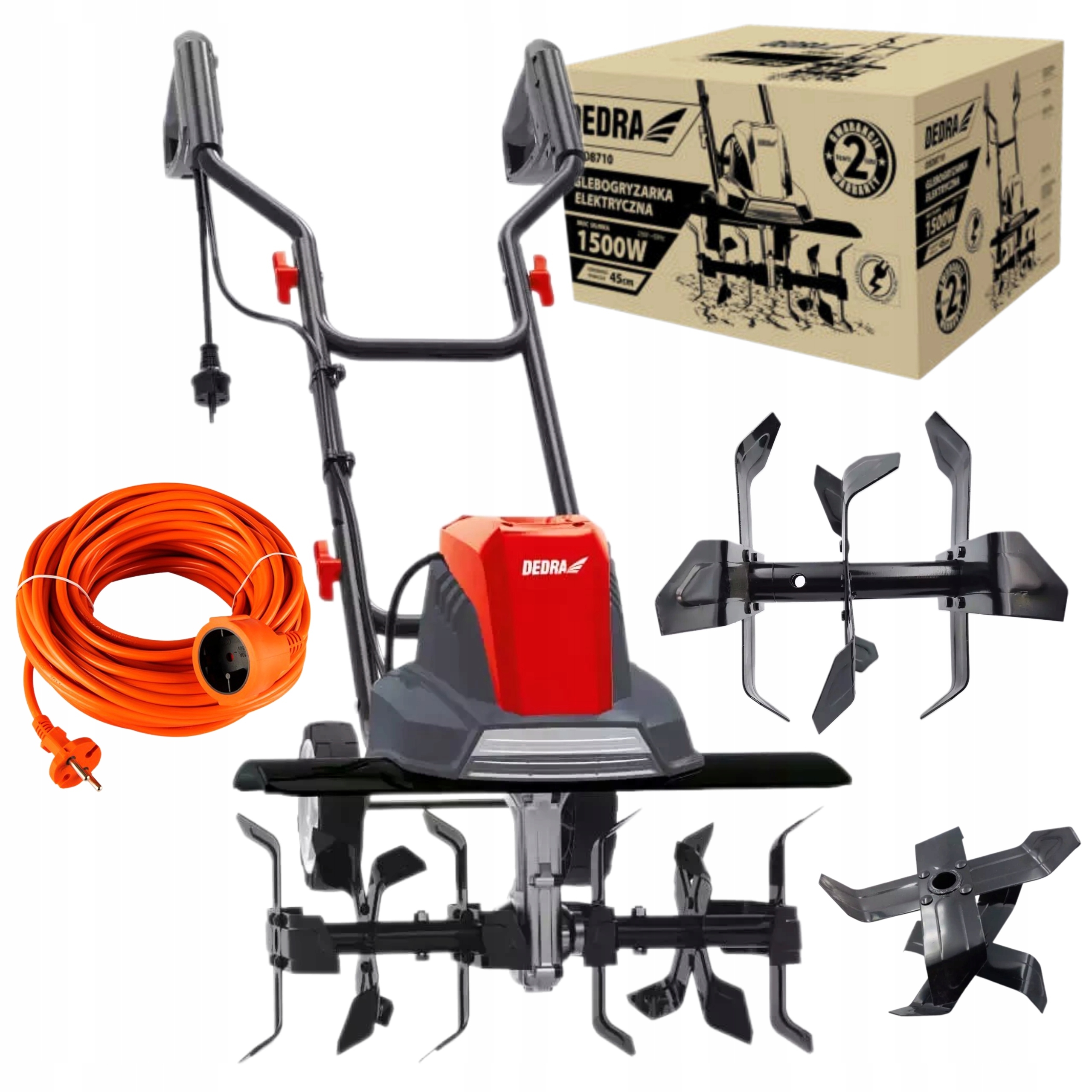 DEDRA GLEBOGRYZARKA ELEKTRYCZNA KULTYWATOR ZIEMI GLEBY 1500W 45cm +P 10m