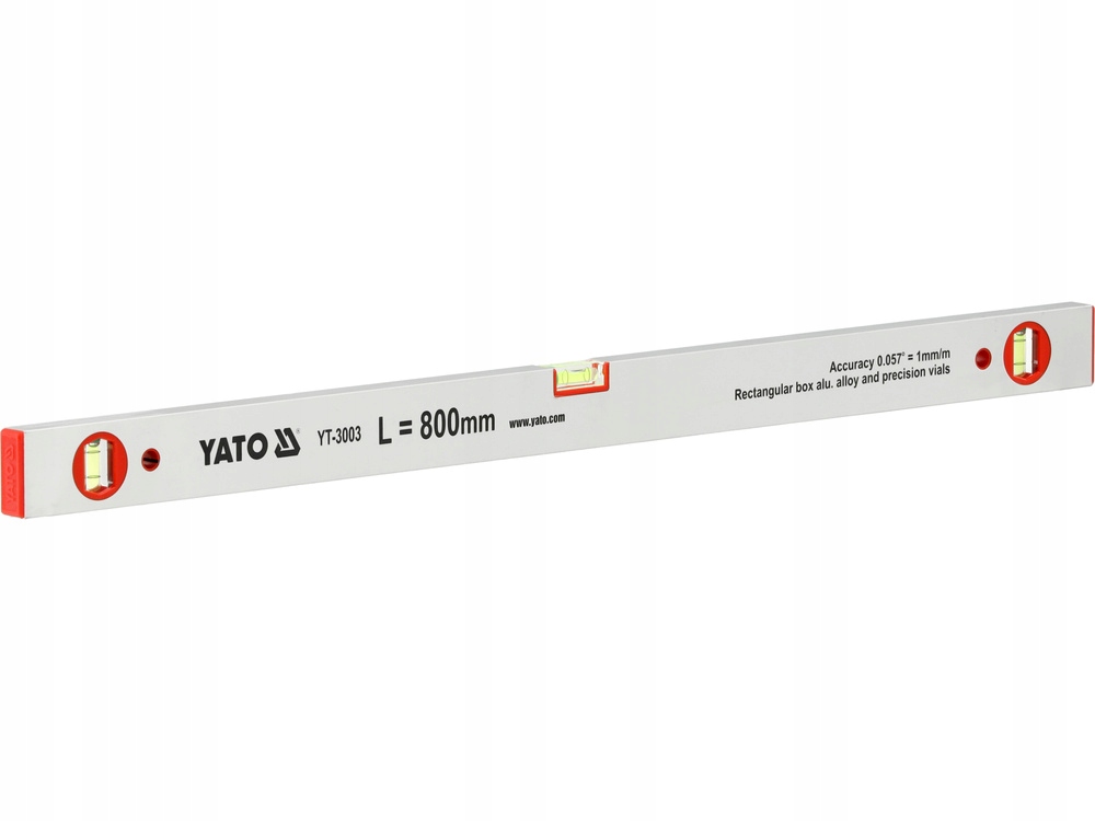 YATO POZIOMNICA ALUMINIOWA 3 LIBELKI LIBELLE 800 MM 0,8 M 1,5 MM YT-3003