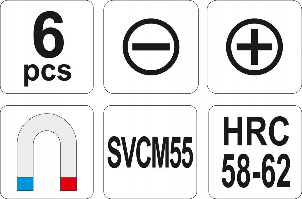 YATO ZESTAW WKRĘTAKÓW SVCM55 6 SZT YT-2668 WKRĘTAK