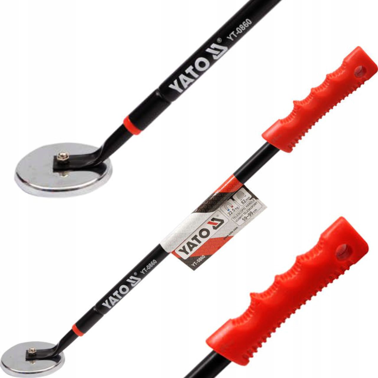 YATO CHWYTAK MAGNETYCZNY TELESKOPOWY 590-990 MM UDŹWIG MAX 22,5KG YT-0860