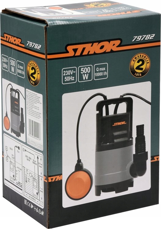 STHOR POMPA ZANURZENIOWA 500W DO WODY CZYSTEJ BRUDNEJ 500W 10000l/h 79782
