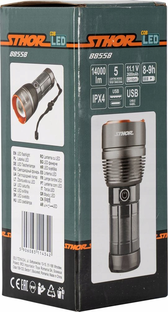 LATARKA AKUMULATOROWA LED 210W 14000LM 5 TRYBÓW ŚWIECENIA ALUMINIOWA 88558