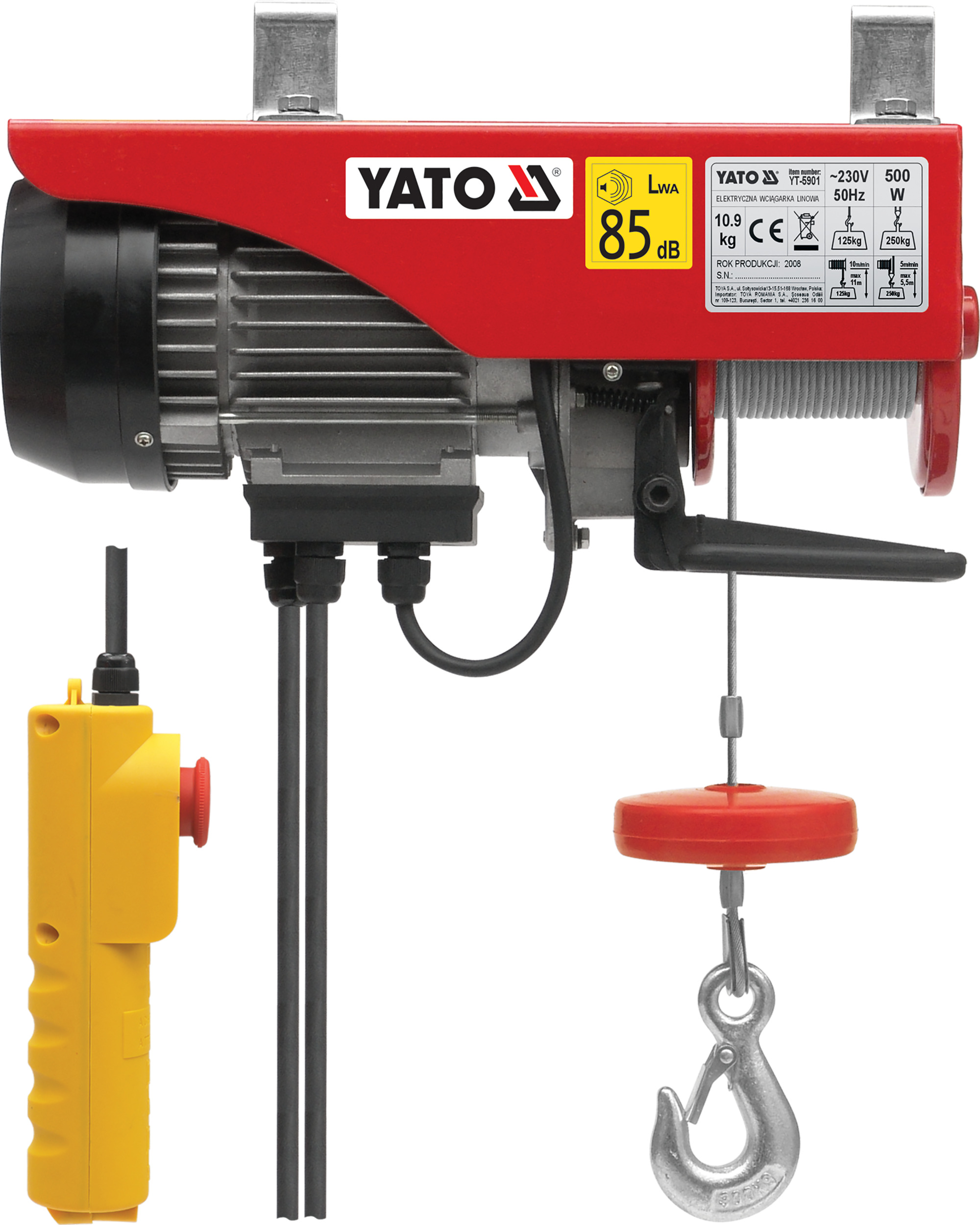WYCIĄGARKA WCIĄGARKA ELEKTRYCZNA LINOWA 250kg YATO