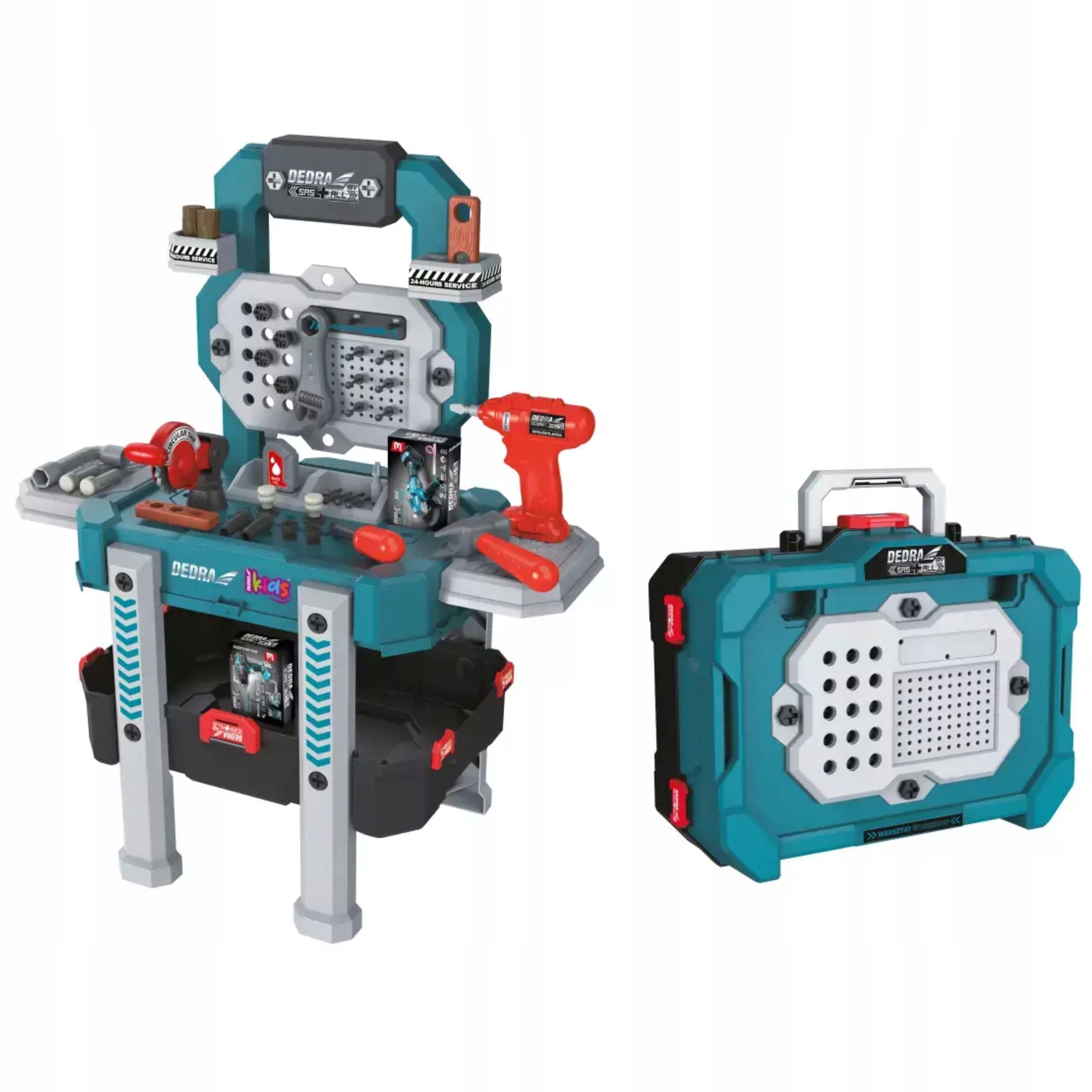 DEDRA ZABAWKA SKŁADANY WARSZTAT WALIZKA 78 EL PILARKA WKRĘTARKA MŁOTEK