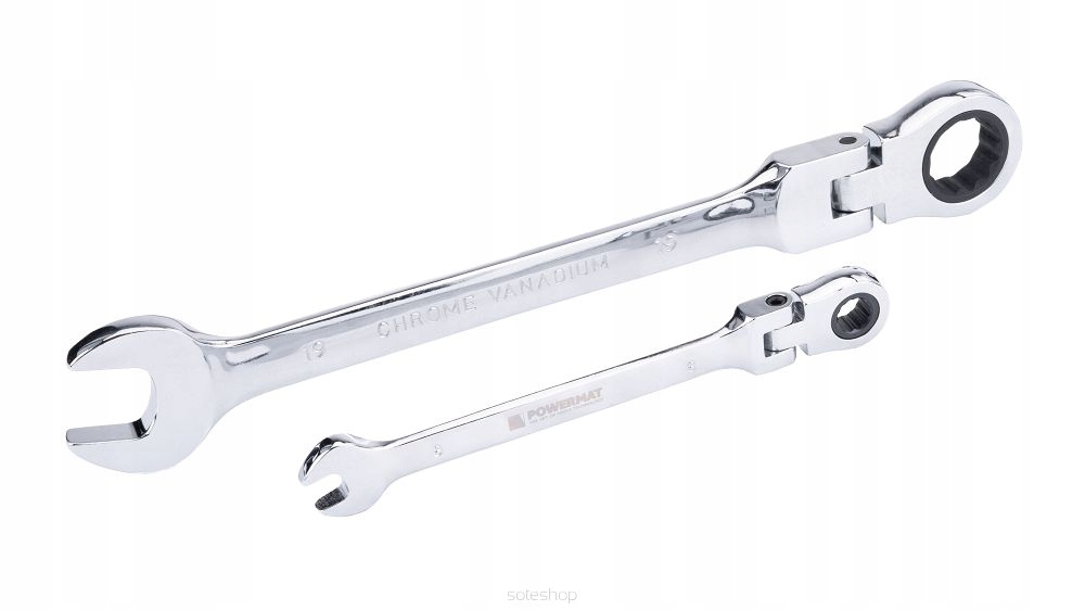 KLUCZE PŁASKO OCZKOWE Z GRZECHOTKĄ ŁAMANE 8-19mm 12 SZTUK+PŁACHTA KPLO-12TP