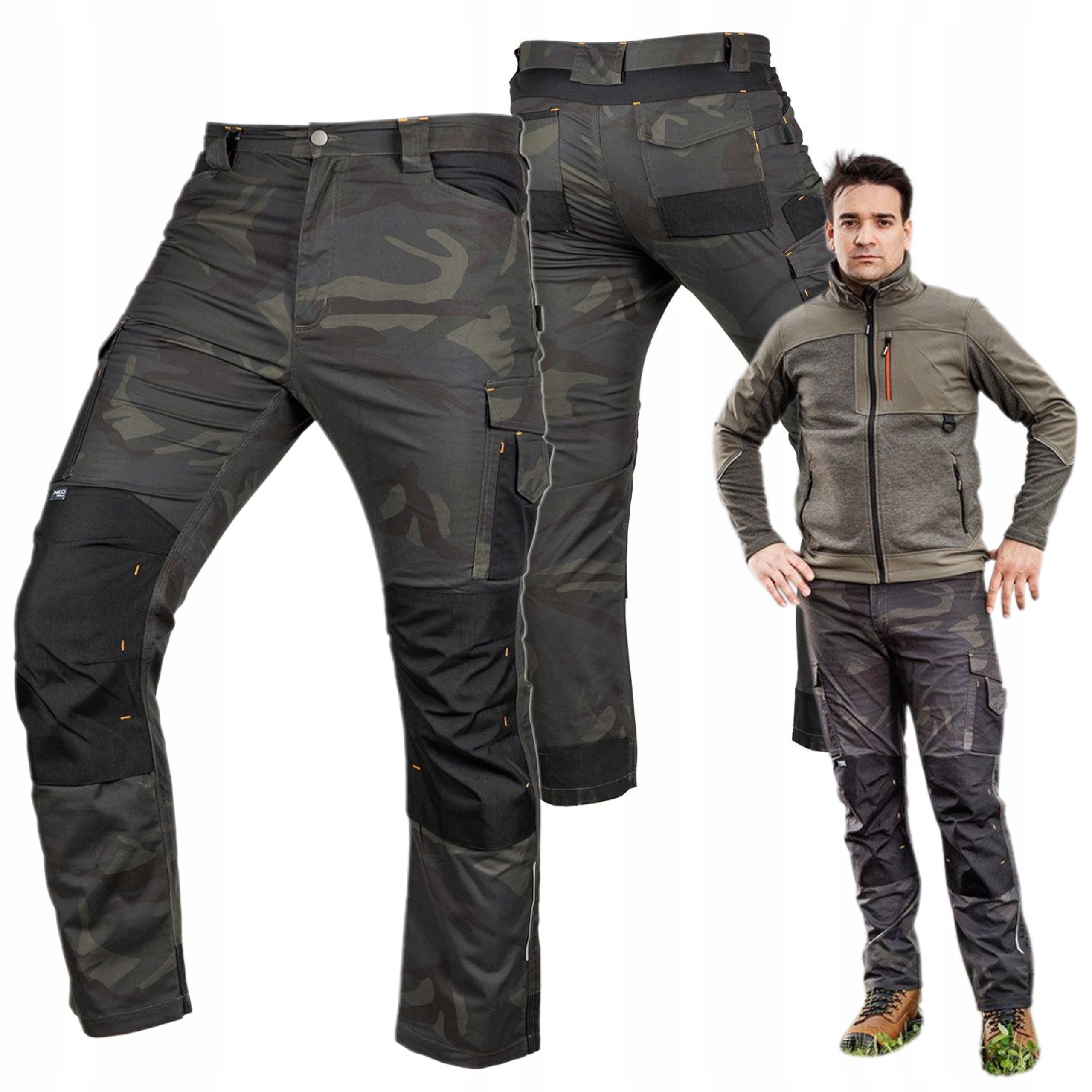 NEO SPODNIE ROBOCZE MIX&MATCH CANVAS WZMOCNIENIA ZIELONE MORO 81-350-1 XXXL
