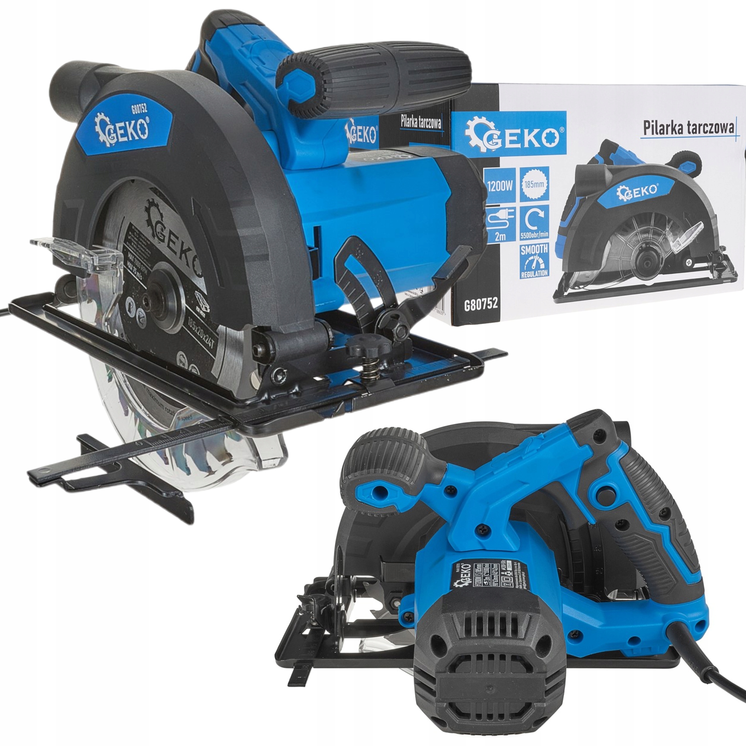 GEKO PILARKA TARCZOWA PRZECINARKA PIŁA RĘCZNA DO DREWNA 1200W 185MM G80752