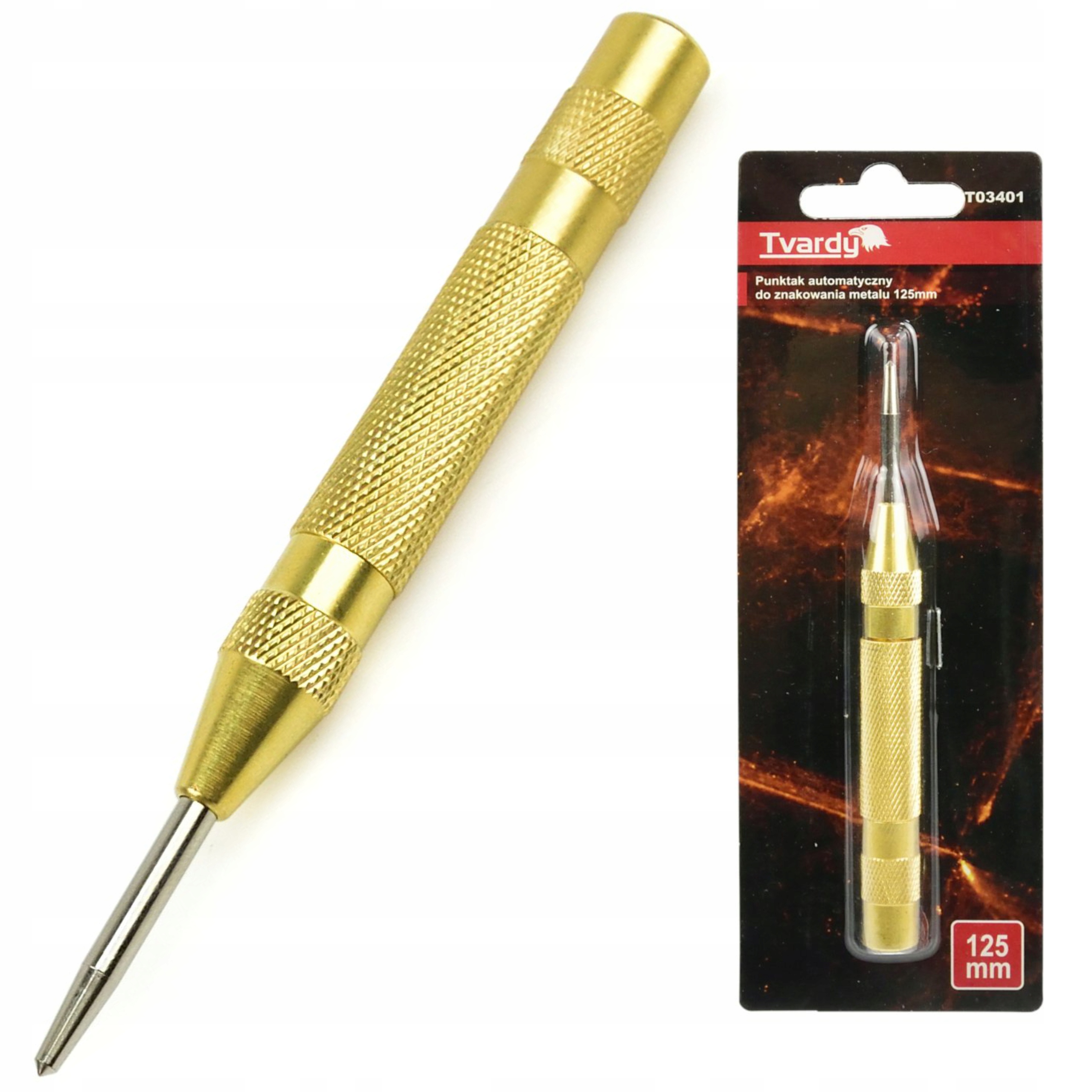 TVARDY PUNKTAK AUTOMATYCZNY DO ZNAKOWANIA METALU 125MM STAL NARZEDZIOWA
