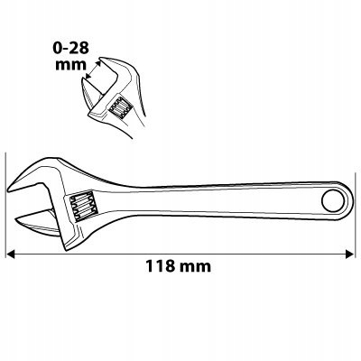 KLUCZ NASTAWNY KRÓTKI 118 mm, 0-28 mm 03-019 NEO