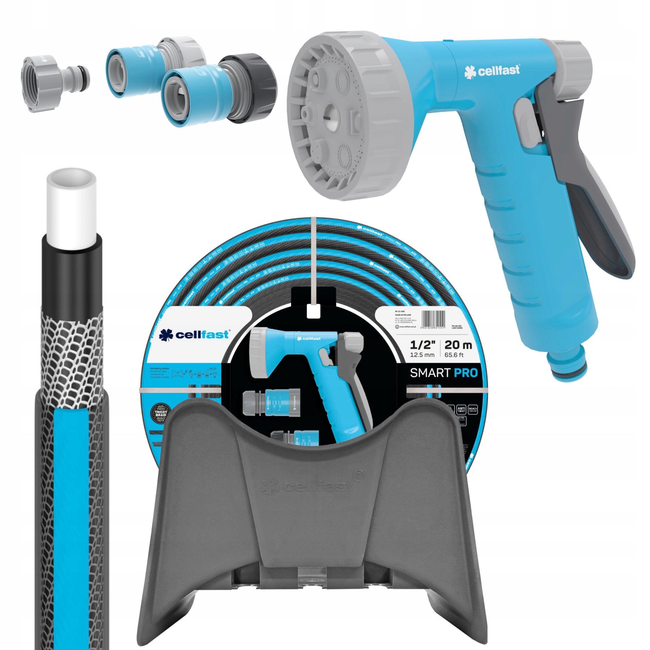 CELLFAST WĄŻ OGRODOWY SMART ATS 25BAR 1/2" 20m +WIESZAK +ZRASZACZ 13-495