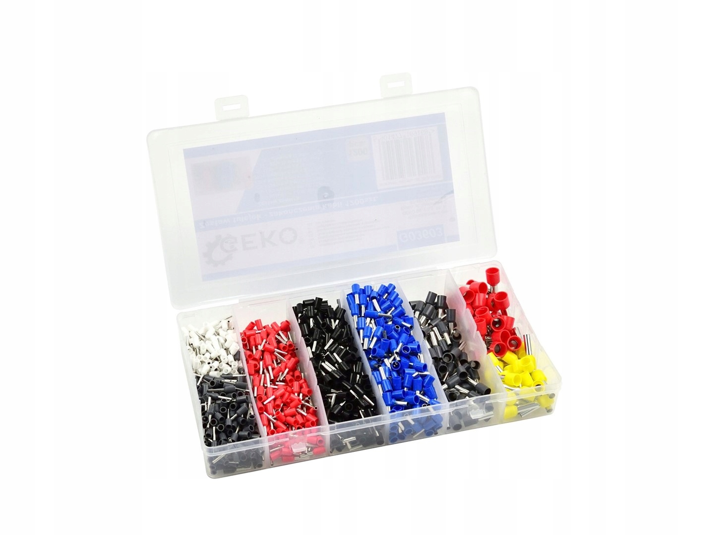 GEKO ZESTAW TULEJEK IZOLOWANYCH ZAKOŃCZENIA KABLI 1200SZT ORGANIZER G03603