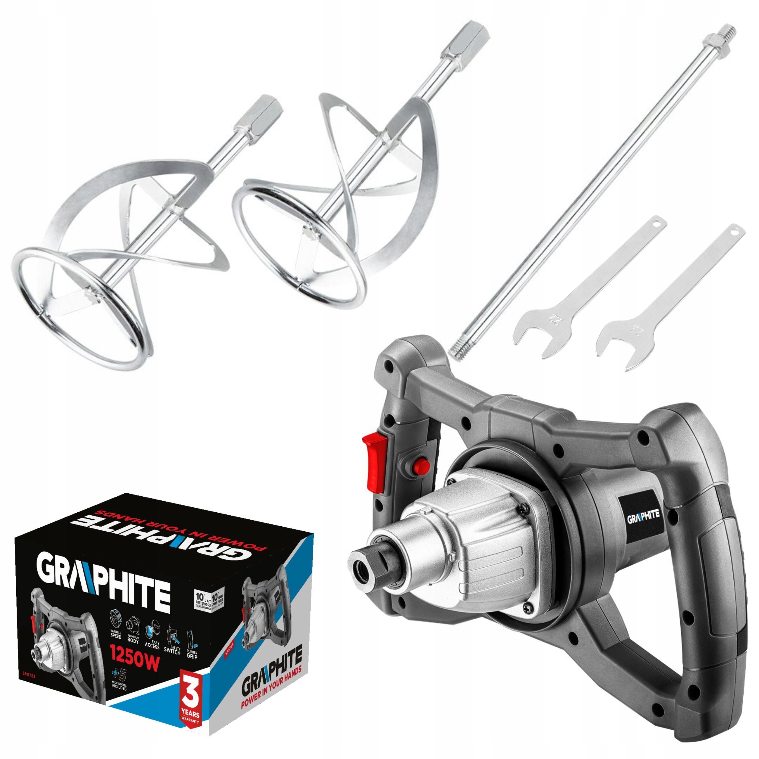 GRAPHITE MIESZARKA ELEKTRYCZNA 1250W MIESZADŁO KLEJU MASY ZAPRAW REGULACJA