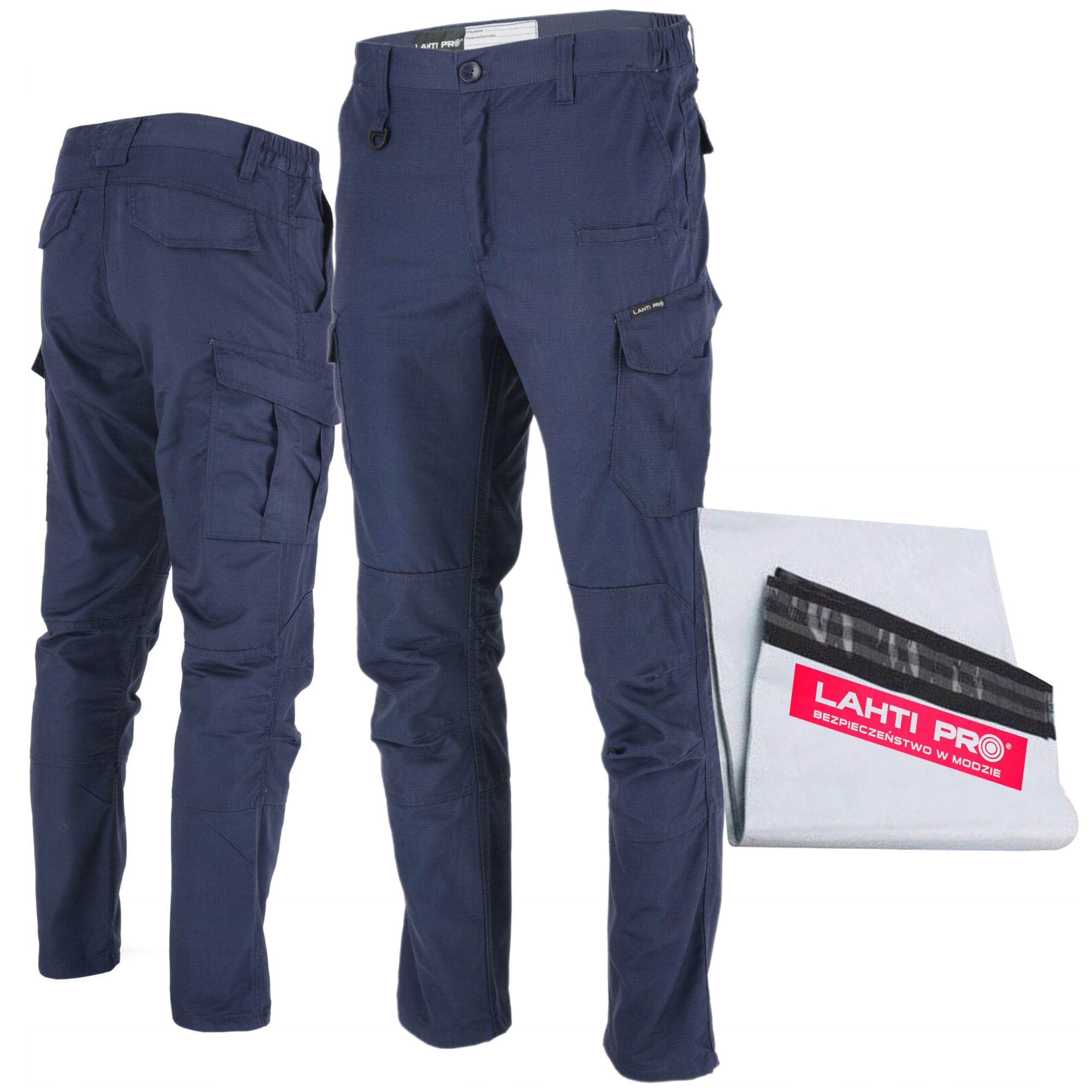 LAHTI PRO SPODNIE ROBOCZE BHP BOJÓWKI GRANATOWE SLIM FIT L40540 ROZM XXXL