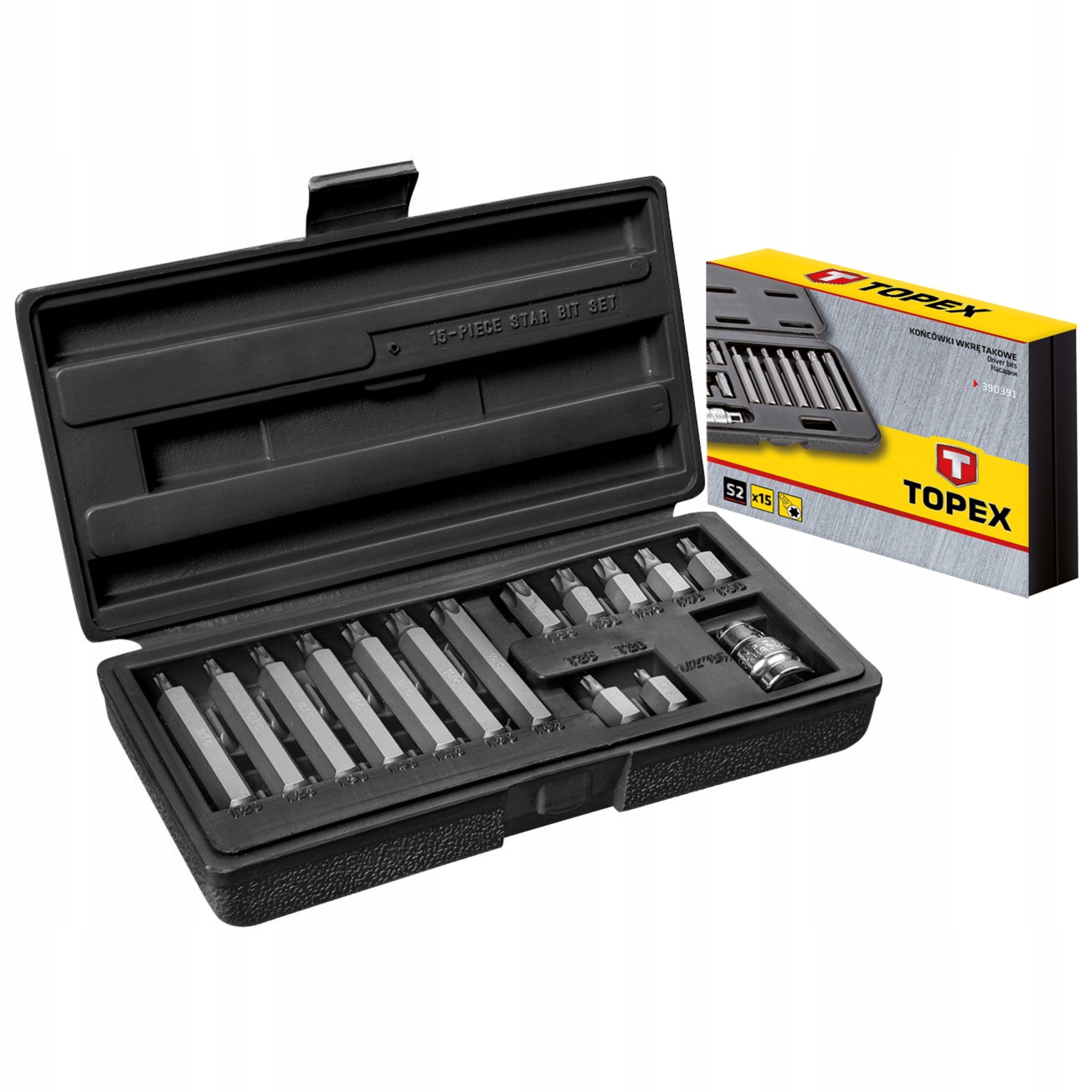 KOŃCÓWKI WKRĘTAKOWE TORX ZESTAW 15 SZT. TOPEX 39D3