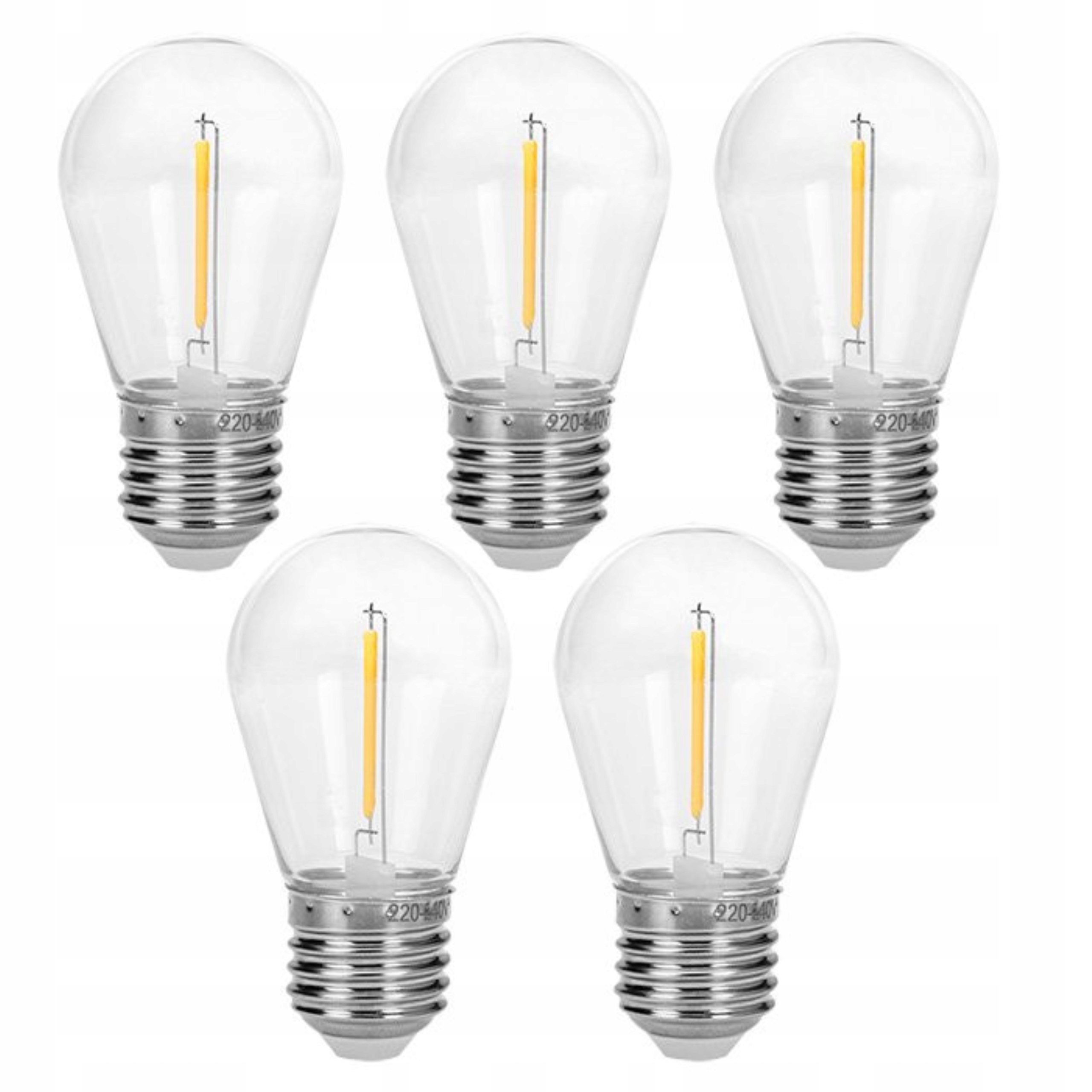 NEO ZESTAW ŻARÓWKI 5 SZTUK FILAMENT 1W E27 DO GIRLANDY OGRODOWEJ 99-111