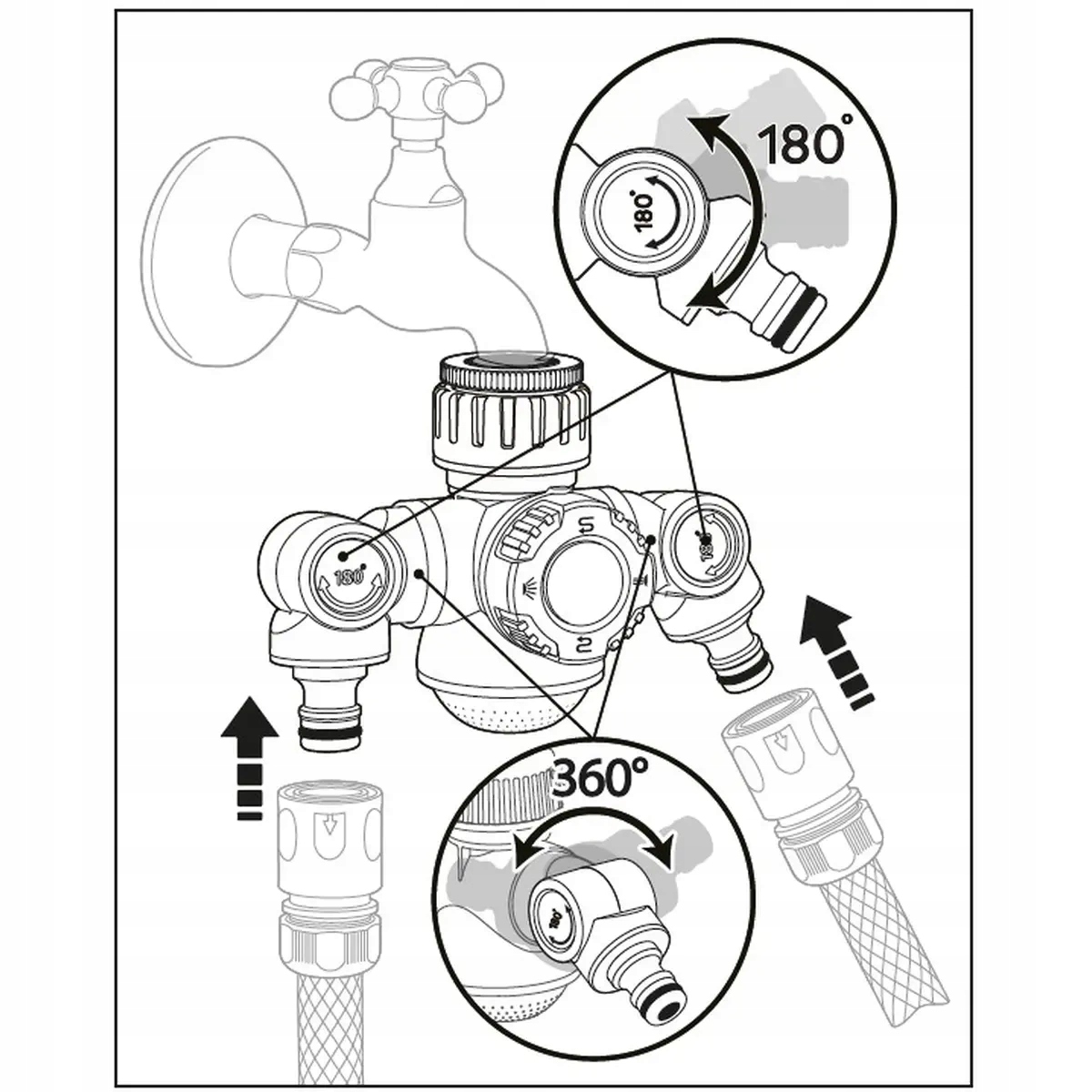 DEDRA PRZYŁĄCZE KRANOWE KĄTOWE PODWÓJNE 1/2"-3/4" KARTA GARDEN 80N008K