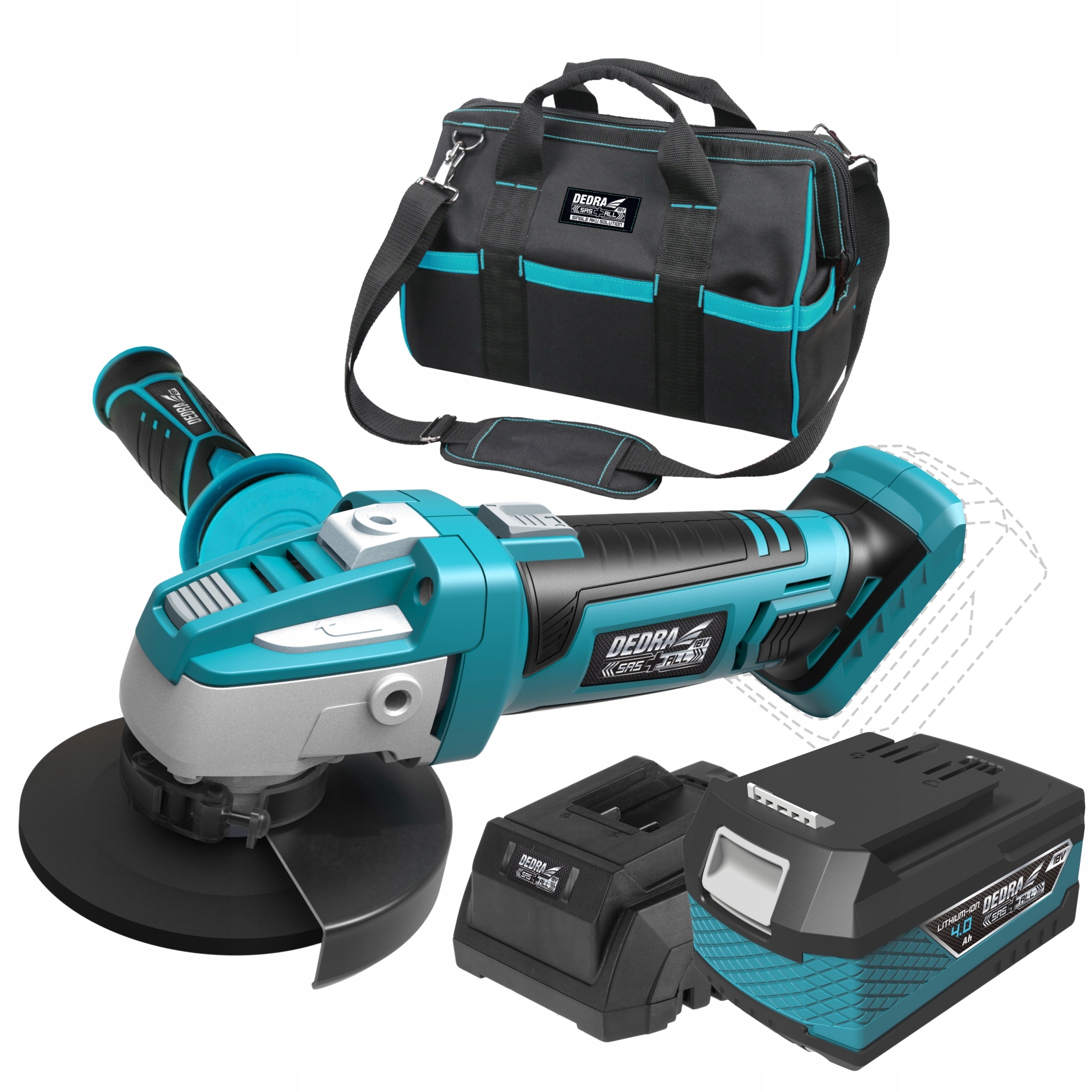 DEDRA DED7011 ZESTAW SZLIFIERKA AKUMULATOROWA +ŁADOWARKA +4AH +TORBA