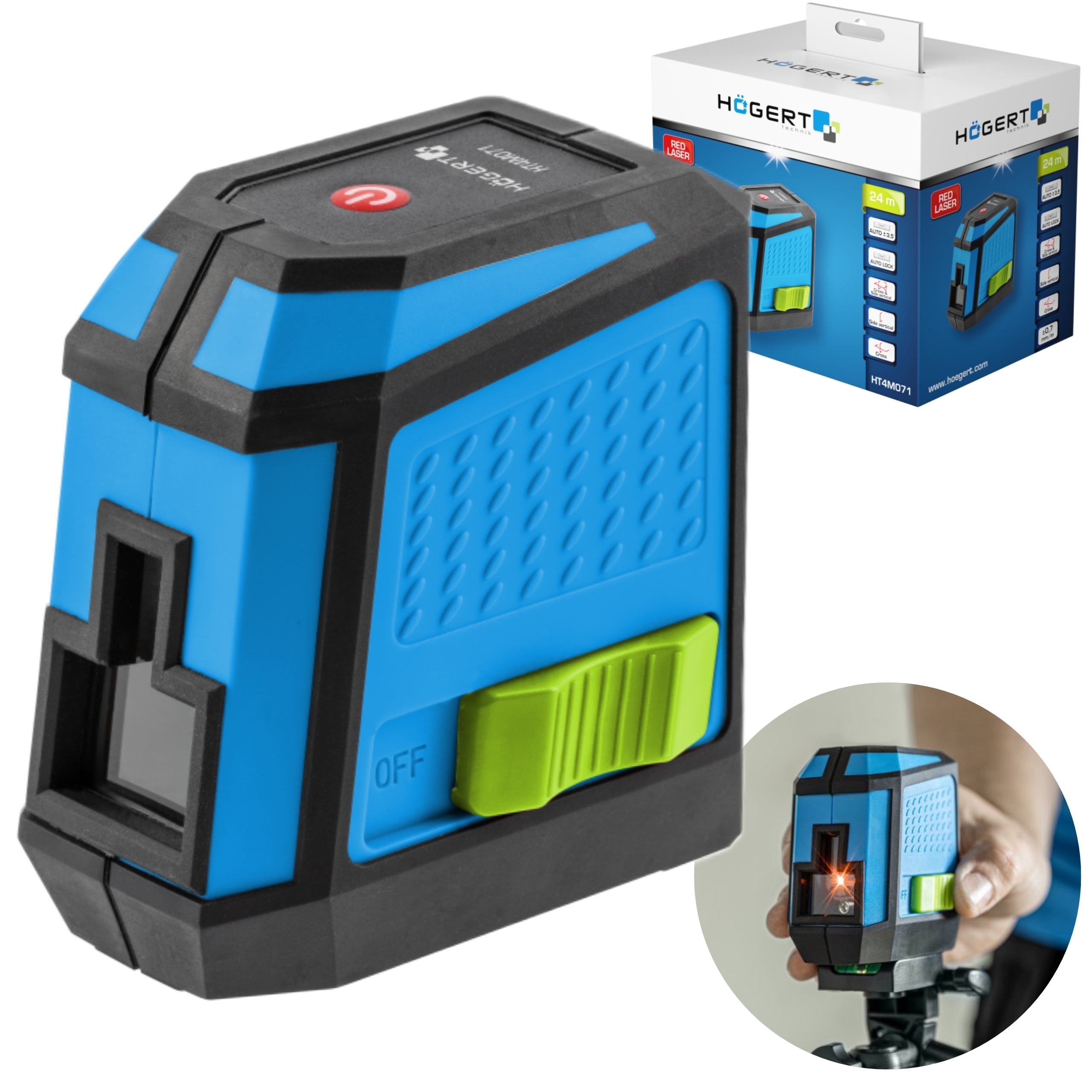 HOGERT POZIOMNICA LASEROWA CZERWONA 24M IP54 ETUI HT4M071