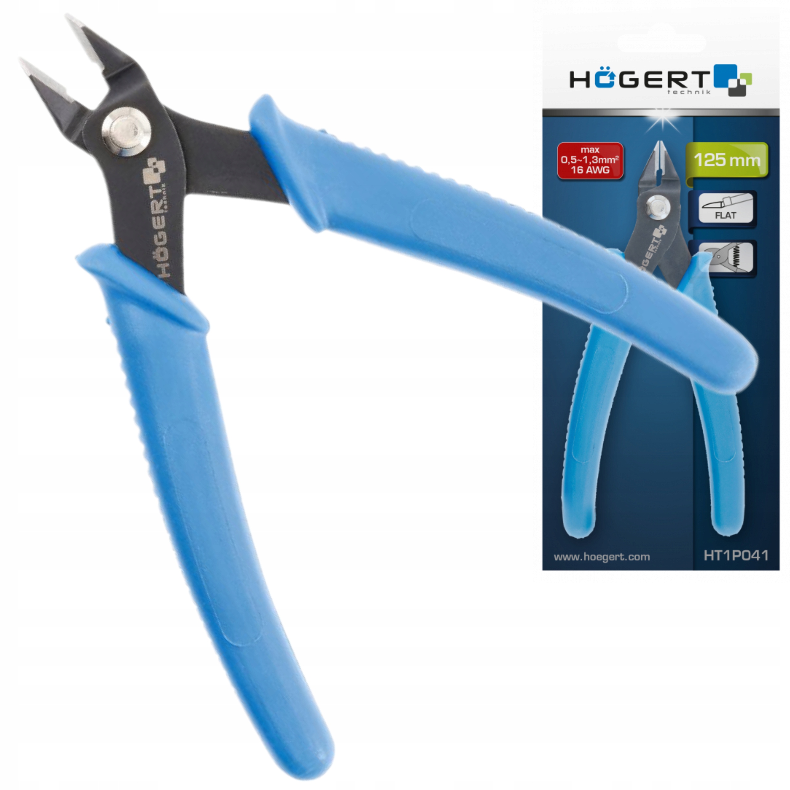 HOGERT CĘGI SZCZYPCE DO CIĘCIA PRZEWODÓW PŁASKIE 125mm 0,5-1,3mm2 HT1P041