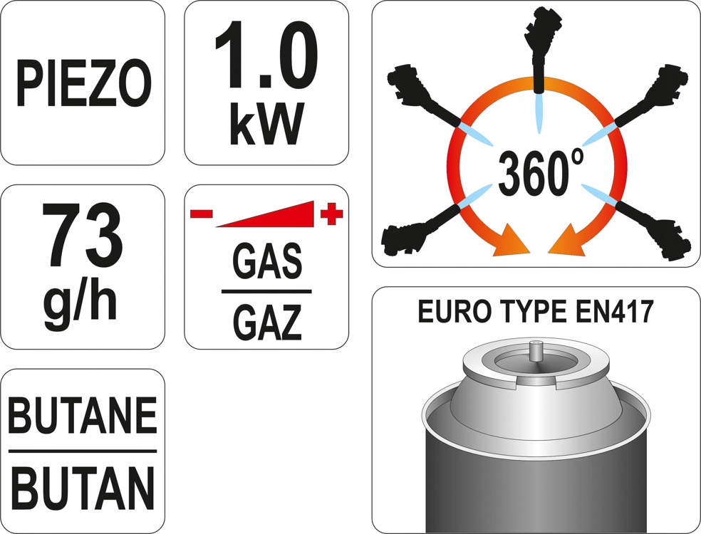 YATO PALNIK GAZOWY DO LUTOWANIA CYNOWANIA ODMRAŻANIA 360 Z PIEZO YT-36710