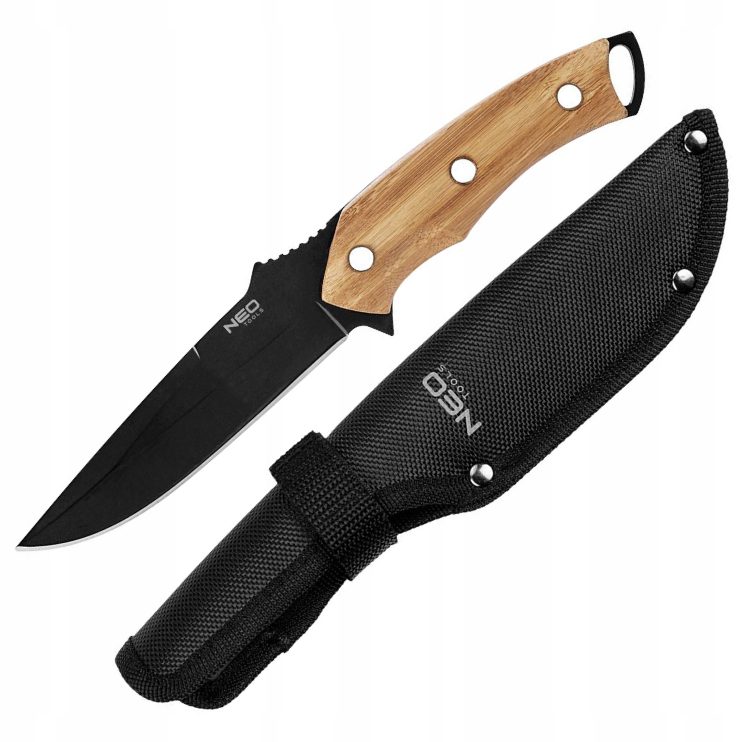 NEO NÓŻ SURVIVALOWY TAKTYCZNY FULL TANG STAL NIERDZEWNA 25cm + ETUI 63-110