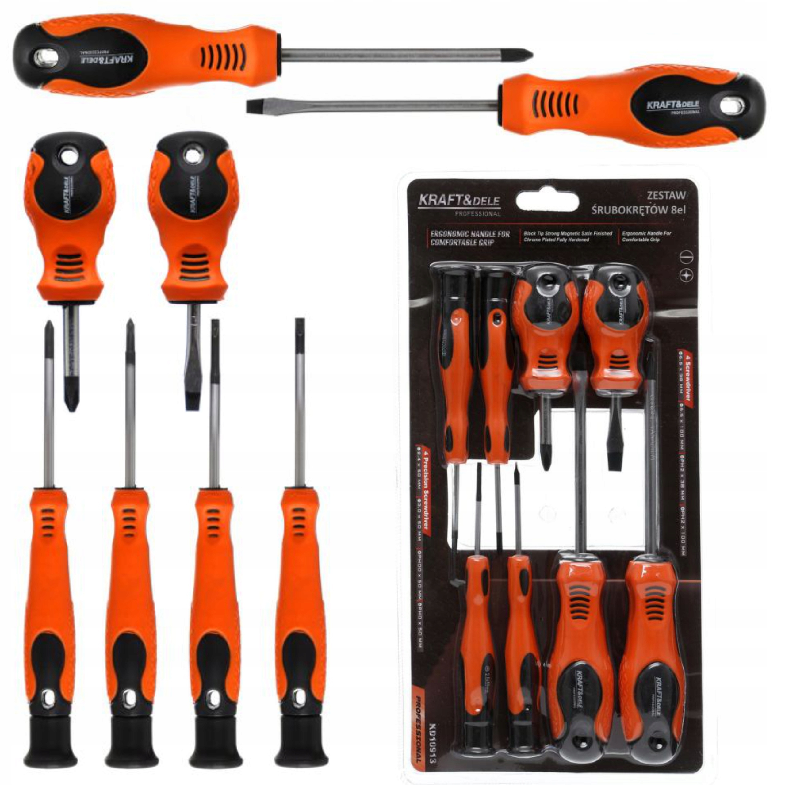 KRAFT&DELE ZESTAW ŚRUBOKRĘTÓW WKRĘTAKÓW 8 ELEM PRECYZYJNE PŁASKIE KD10913