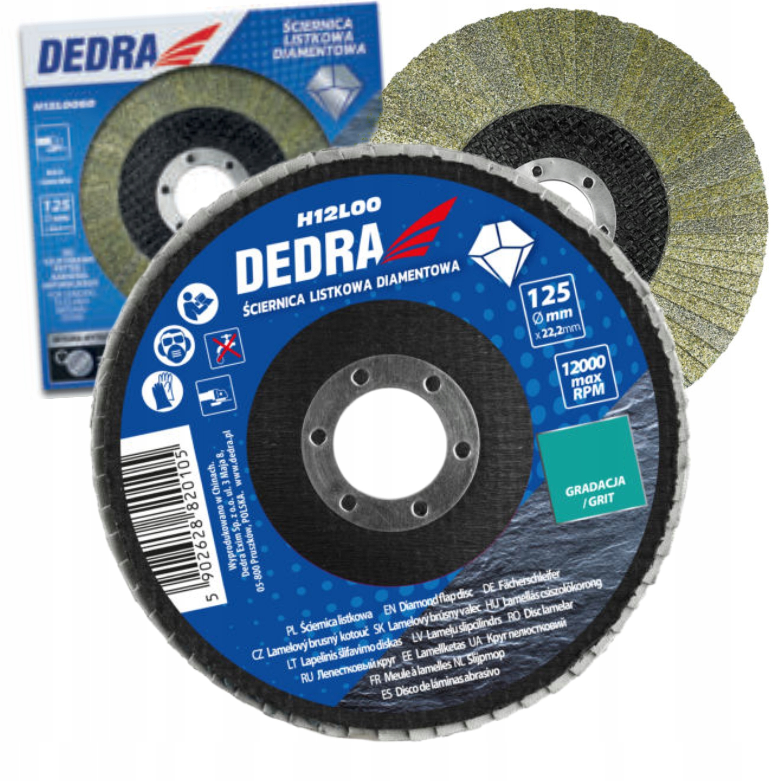 DEDRA ŚCIERNICA LISTKOWA DIAMENTOWA 125X22,2MM GR.60 H12L0060