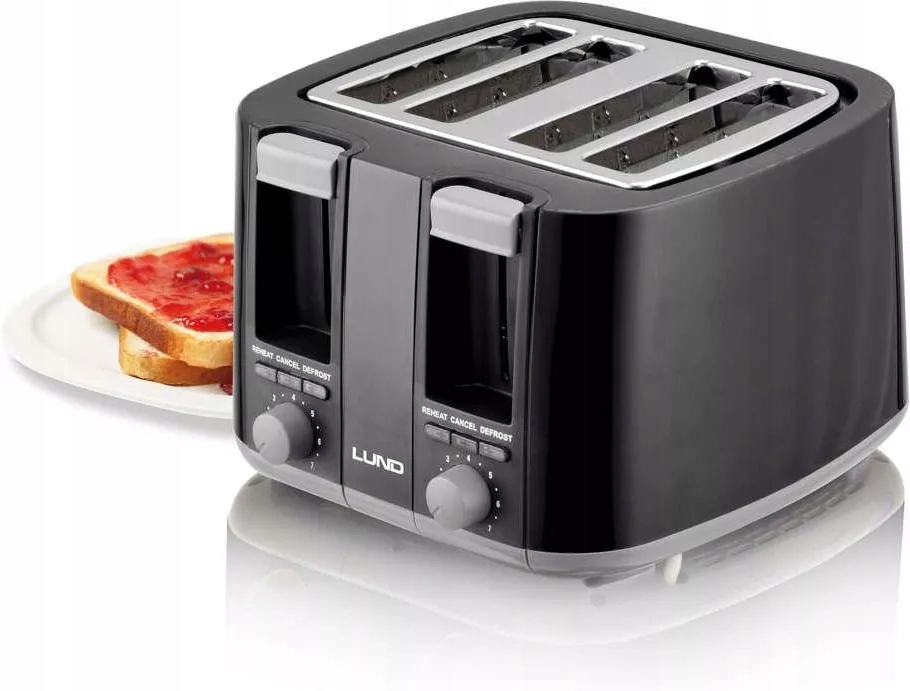 LUND TOSTER 1300-1500W CZARNY 4 TOSTA REGULACJA