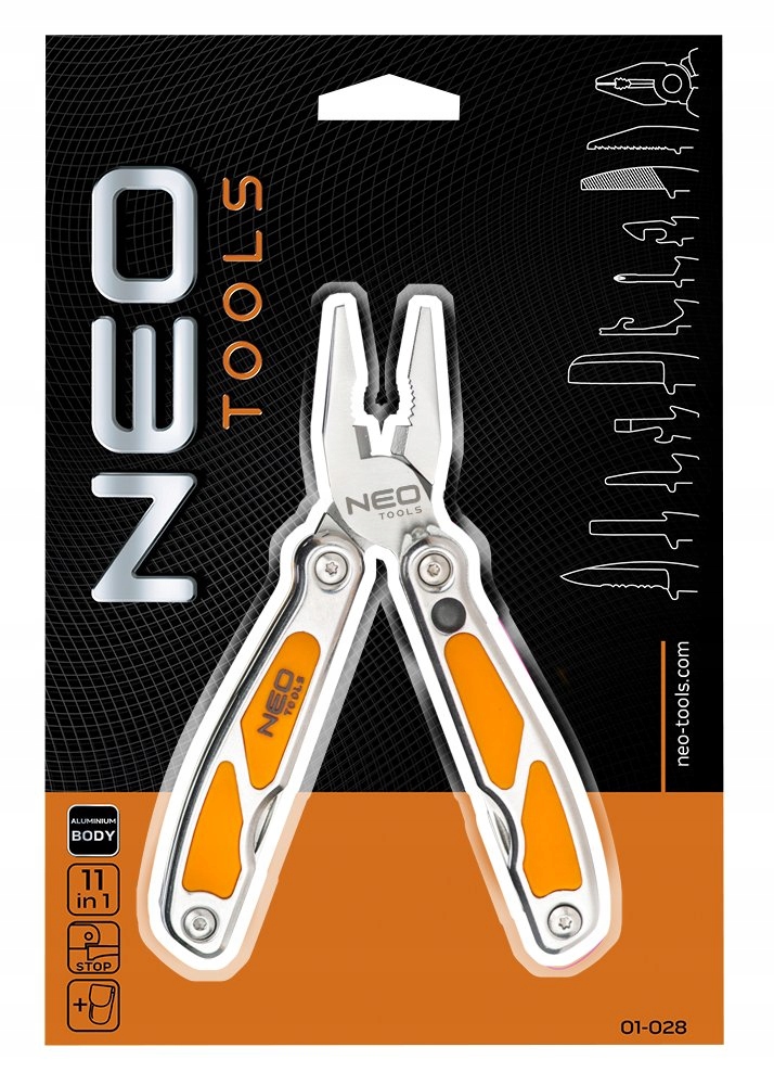 NEO TOOLS MULTITOOL SCYZORYK NÓŻ SKŁADANY SURVIVAL +ETUI 01-028 11 FUNKCJI