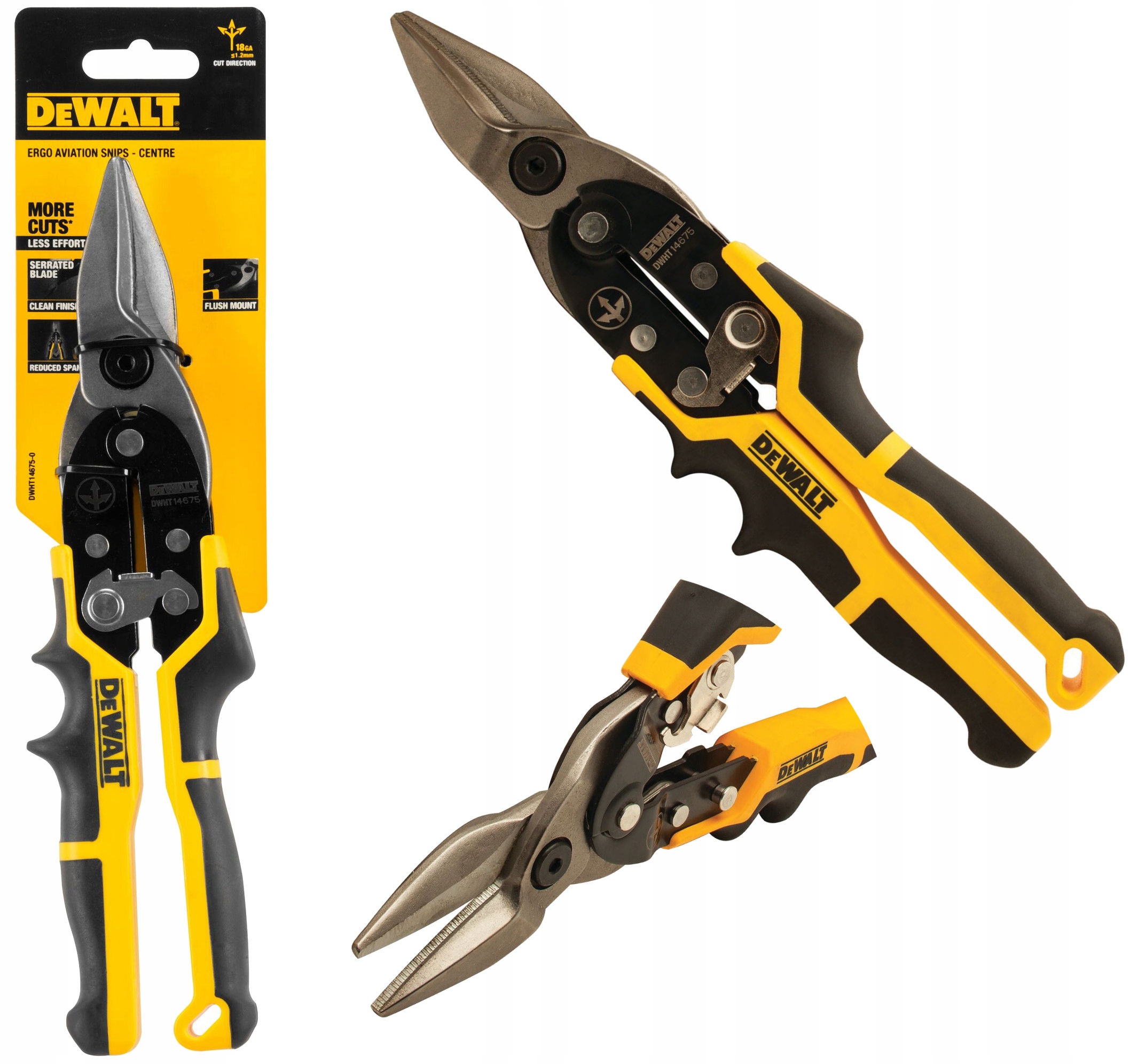 DeWALT NOŻYCE DO CIĘCIA BLACHY PROSTE MAX 1,2MM TYPU ERGO 255mm DWHT14675-0